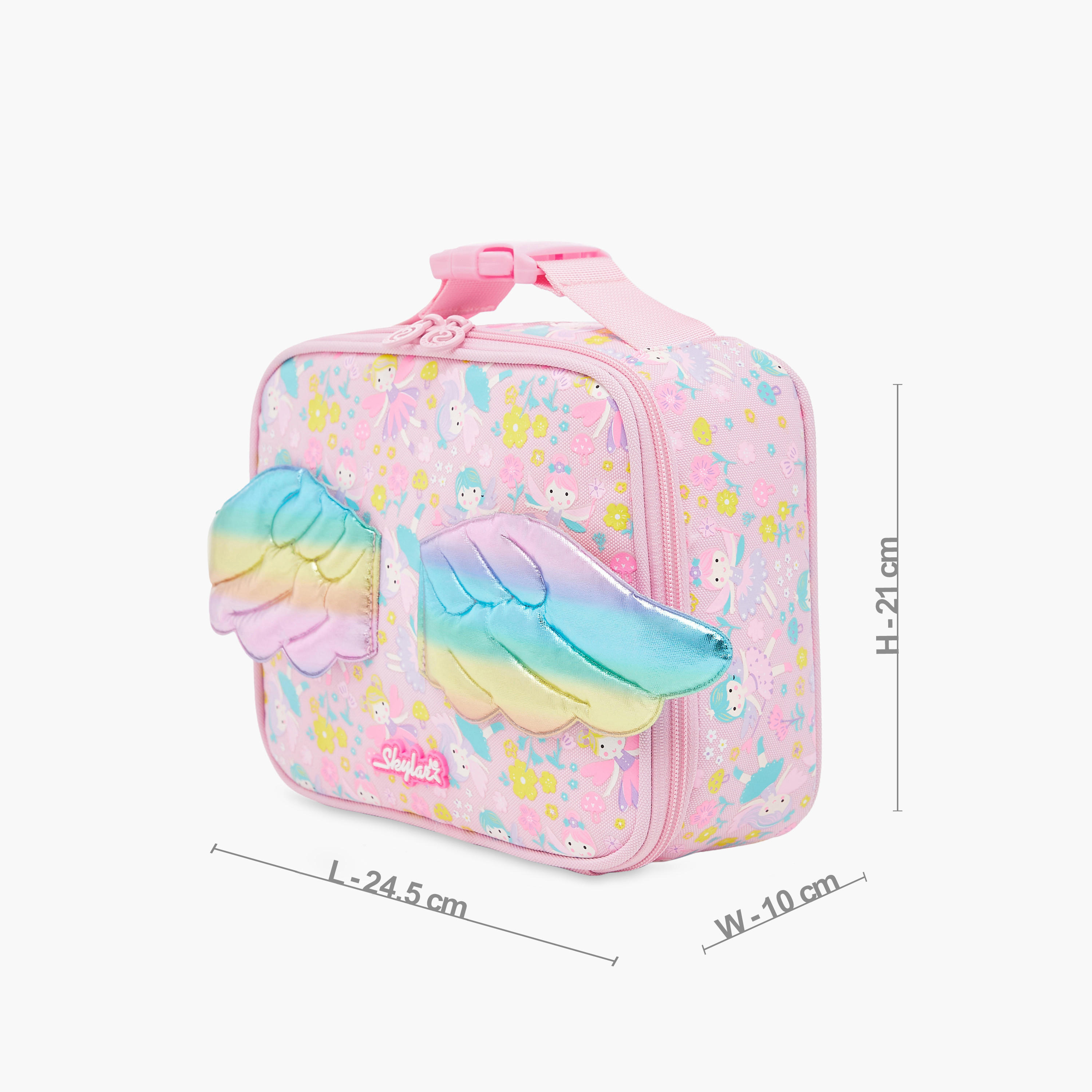 Skylar Fairy Print Lunch Bag with Wing Applique and Zip Closure-school-lunchessentials-lunchbags-image-2