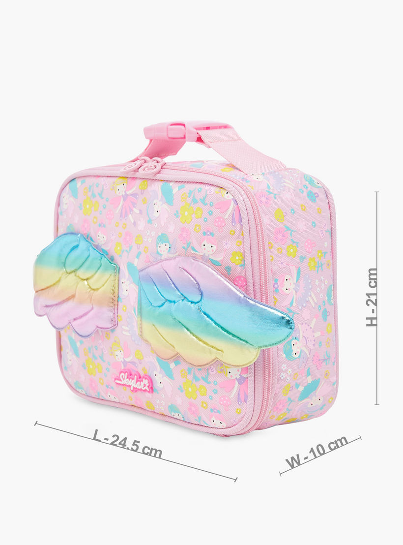 Skylar Fairy Print Lunch Bag with Wing Applique and Zip Closure-school-lunchessentials-lunchbags-image-2