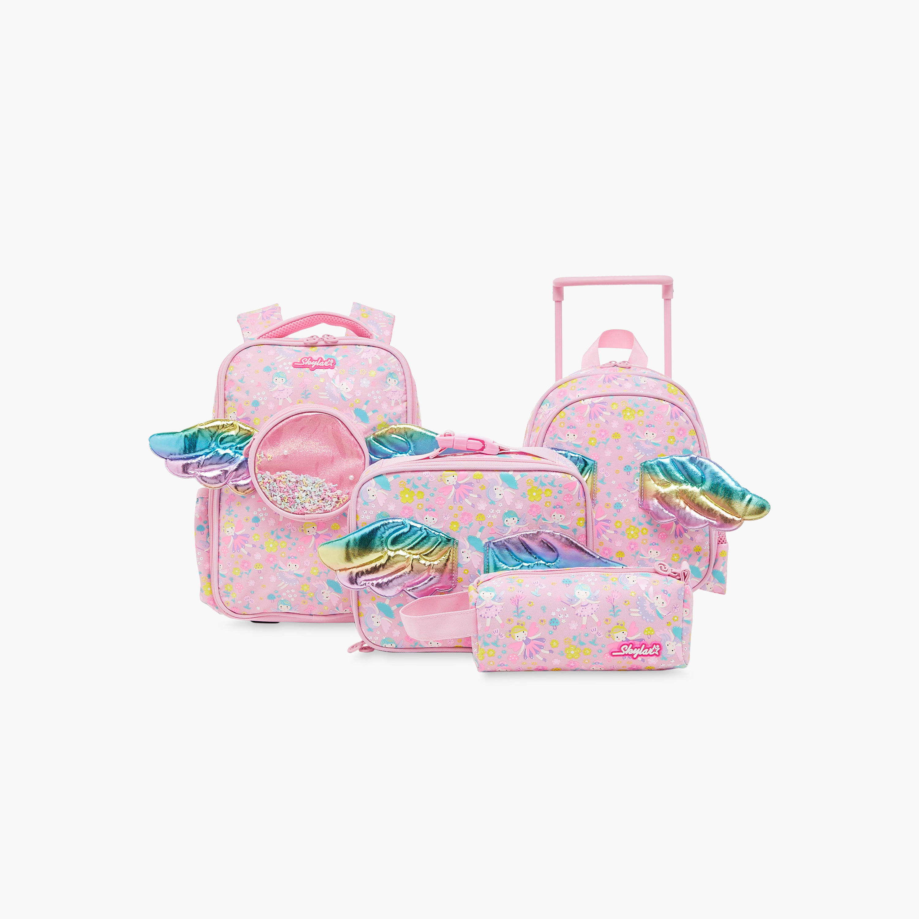 Skylar Fairy Print Lunch Bag with Wing Applique and Zip Closure-school-lunchessentials-lunchbags-image-9