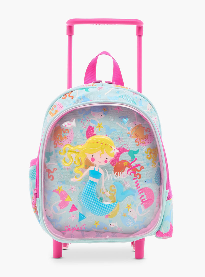 شنطة ترولي 10 بوصة بطبعات حورية البحر ومقبض قابل للسحب من سكايلر - 24x13x27 سم-school-bagsandbackpacks-trolleybags-image-1