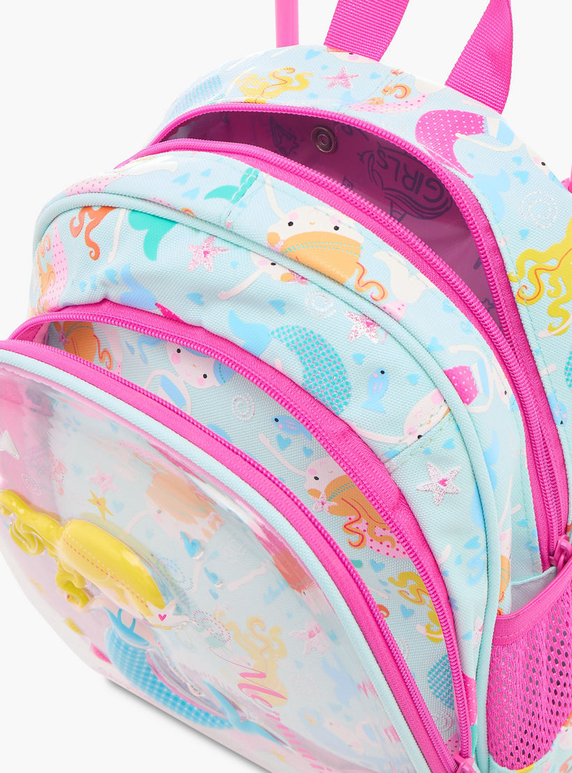 شنطة ترولي 10 بوصة بطبعات حورية البحر ومقبض قابل للسحب من سكايلر - 24x13x27 سم-school-bagsandbackpacks-trolleybags-image-11