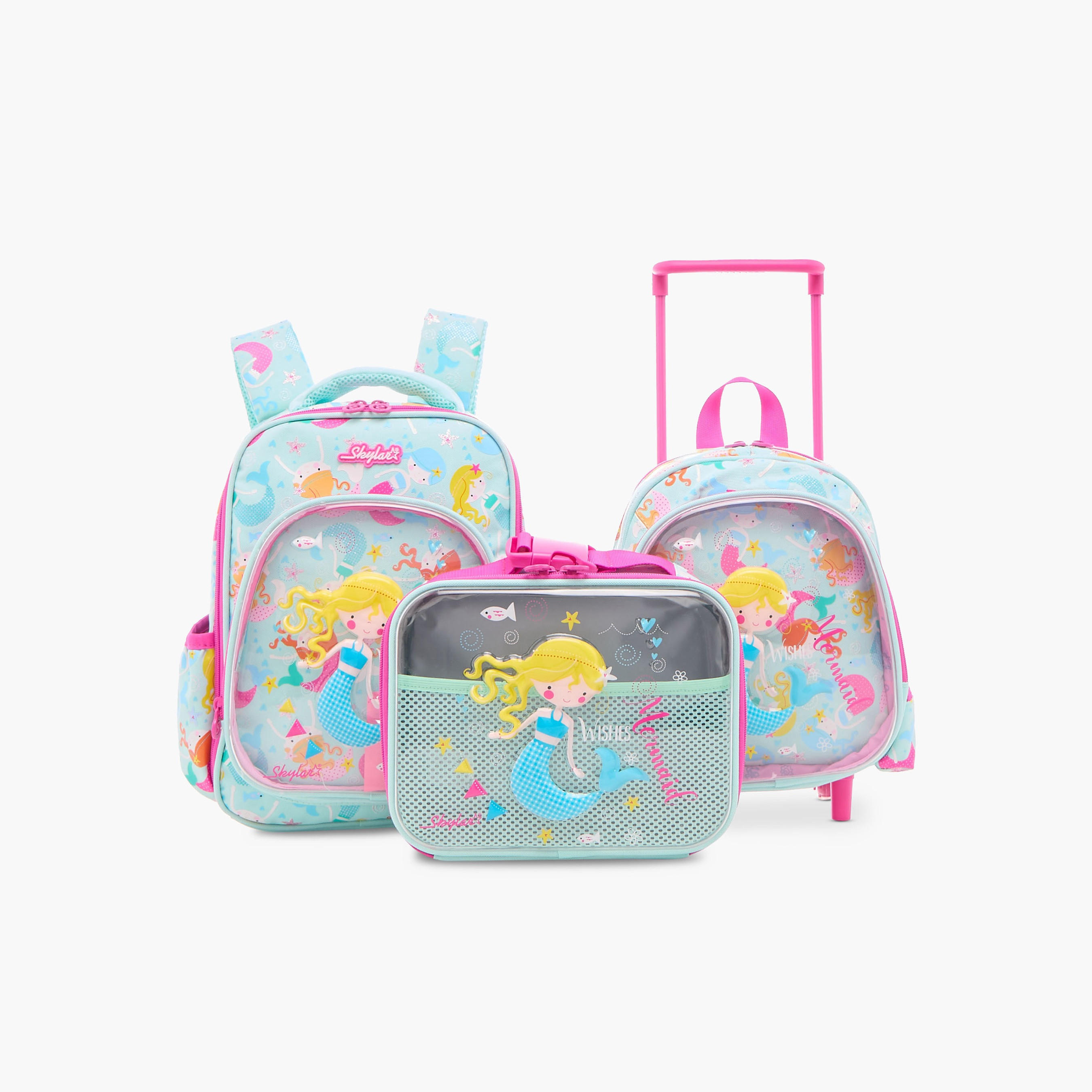 Skylar Mermaid Print 10-inch Trolley Bag with Retractable Handle - 24x13x27 cms-school-bagsandbackpacks-trolleybags-image-13