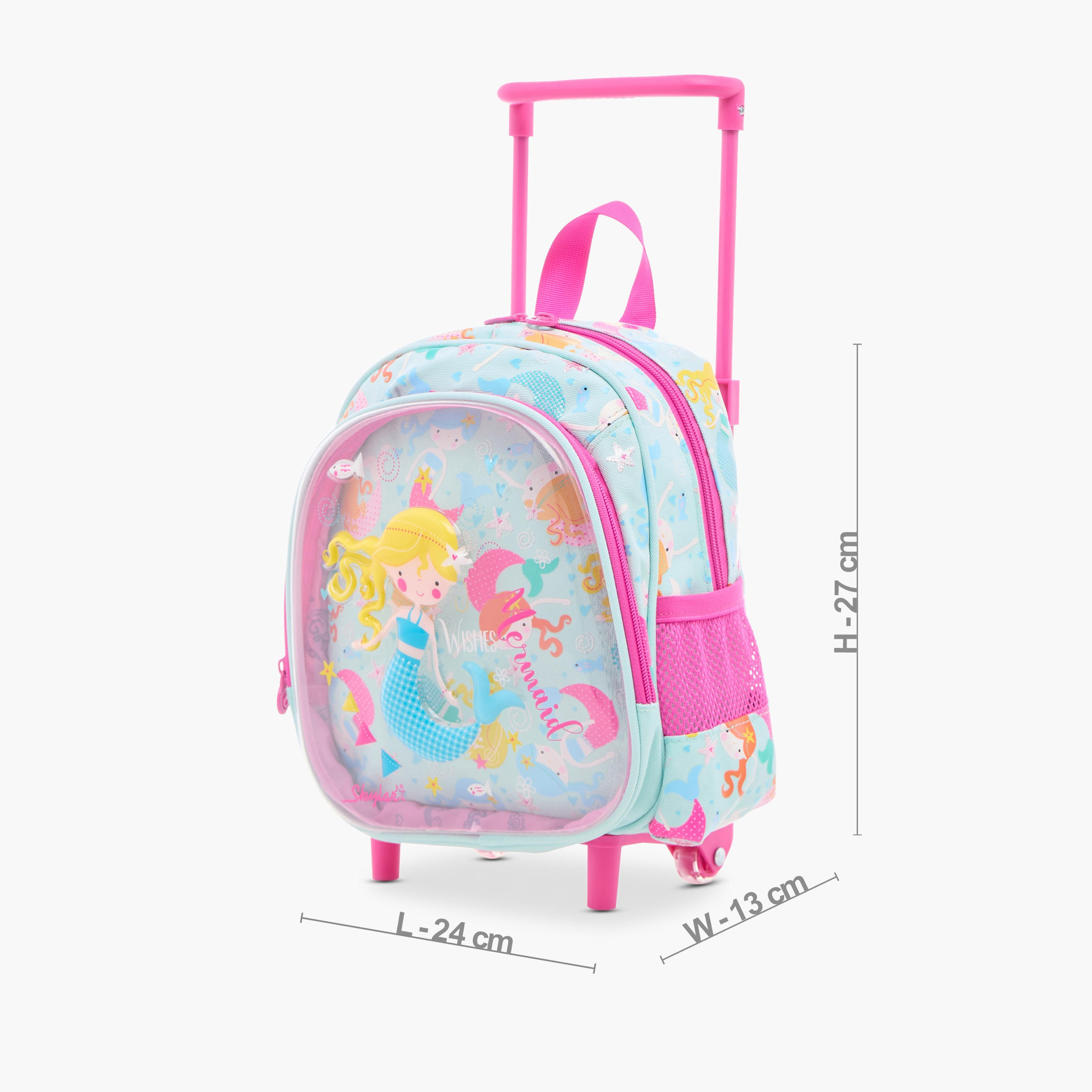 Skylar Mermaid Print 10-inch Trolley Bag with Retractable Handle - 24x13x27 cms-school-bagsandbackpacks-trolleybags-image-2