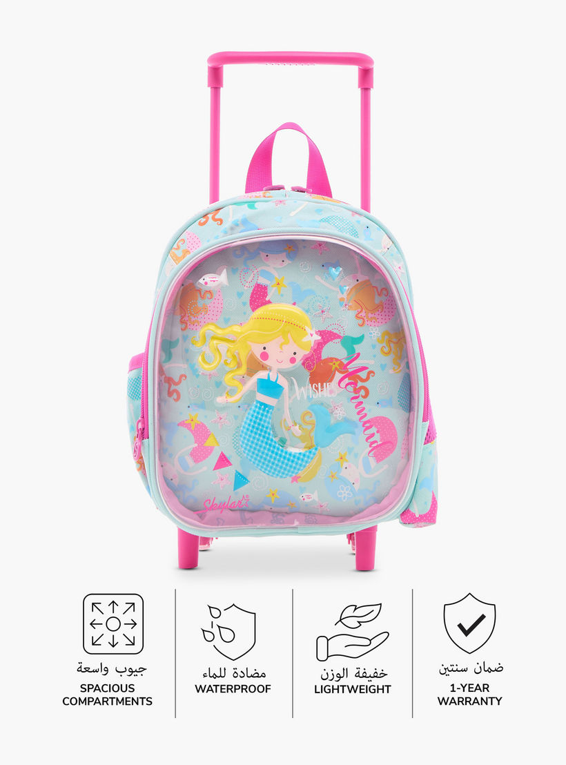 شنطة ترولي 10 بوصة بطبعات حورية البحر ومقبض قابل للسحب من سكايلر - 24x13x27 سم-school-bagsandbackpacks-trolleybags-image-4