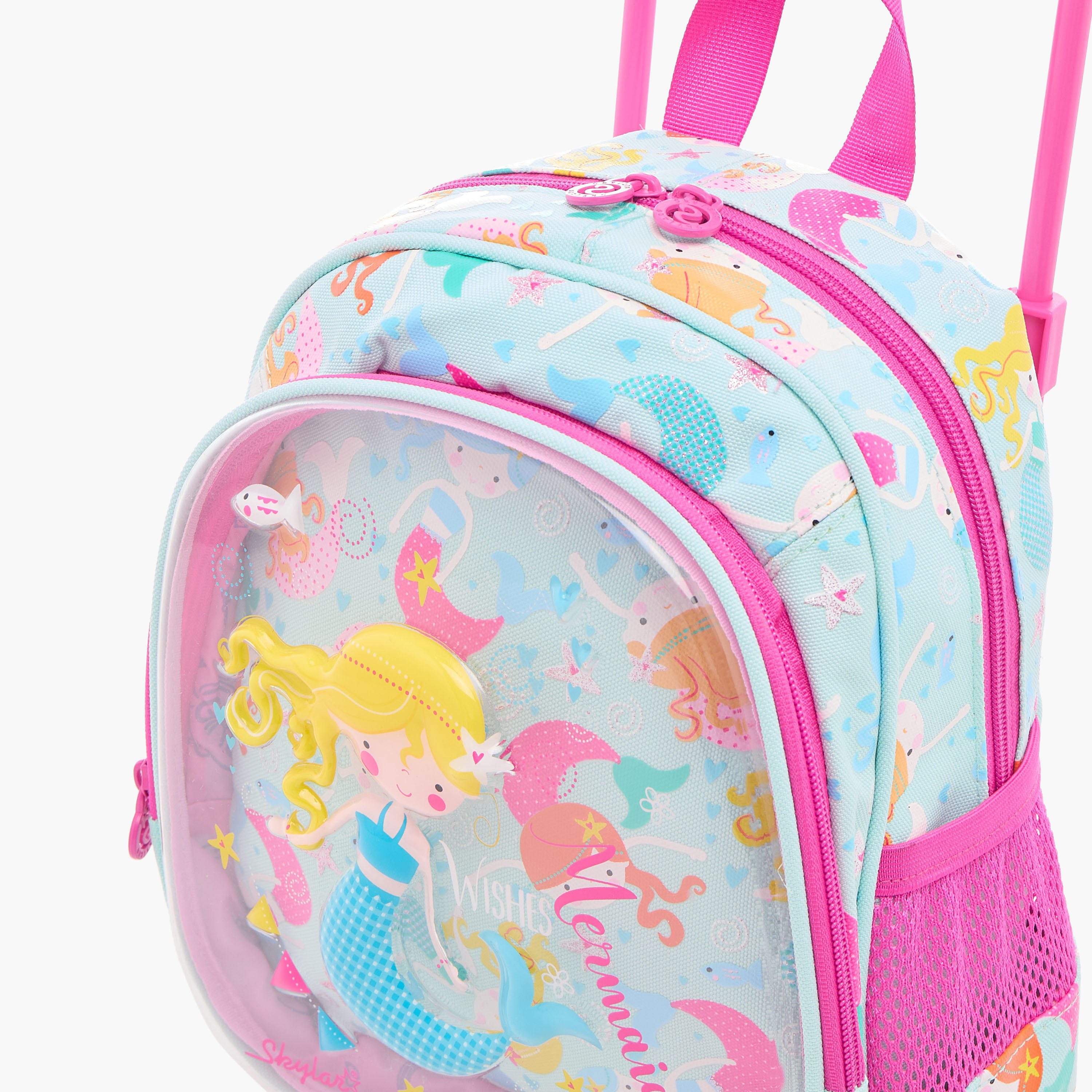 شنطة ترولي 10 بوصة بطبعات حورية البحر ومقبض قابل للسحب من سكايلر - 24x13x27 سم-school-bagsandbackpacks-trolleybags-image-7