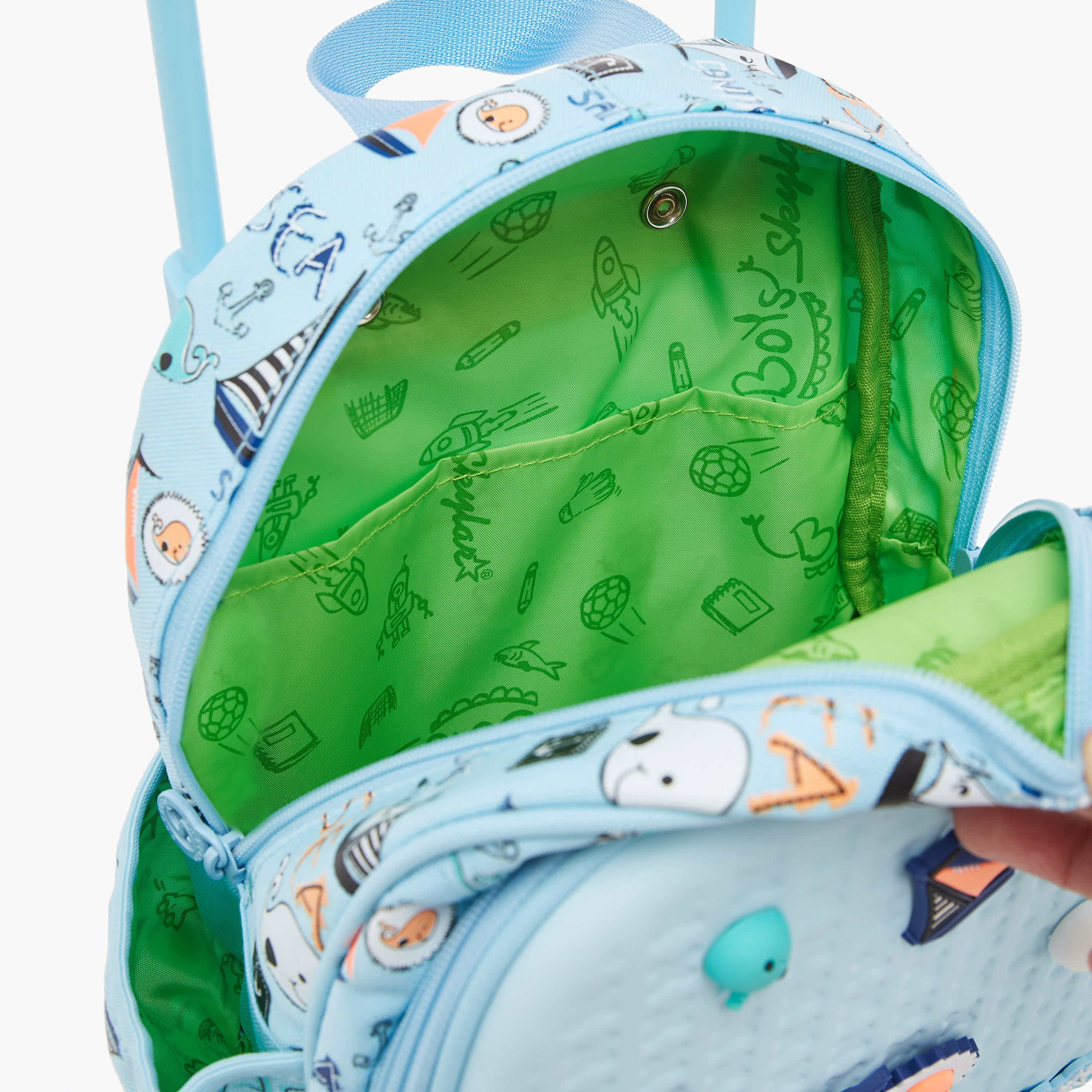 Skylar 10-inch Sea Print Trolley Backpack With Retractable Handle - 24x13x27 cms-school-bagsandbackpacks-trolleybags-image-13