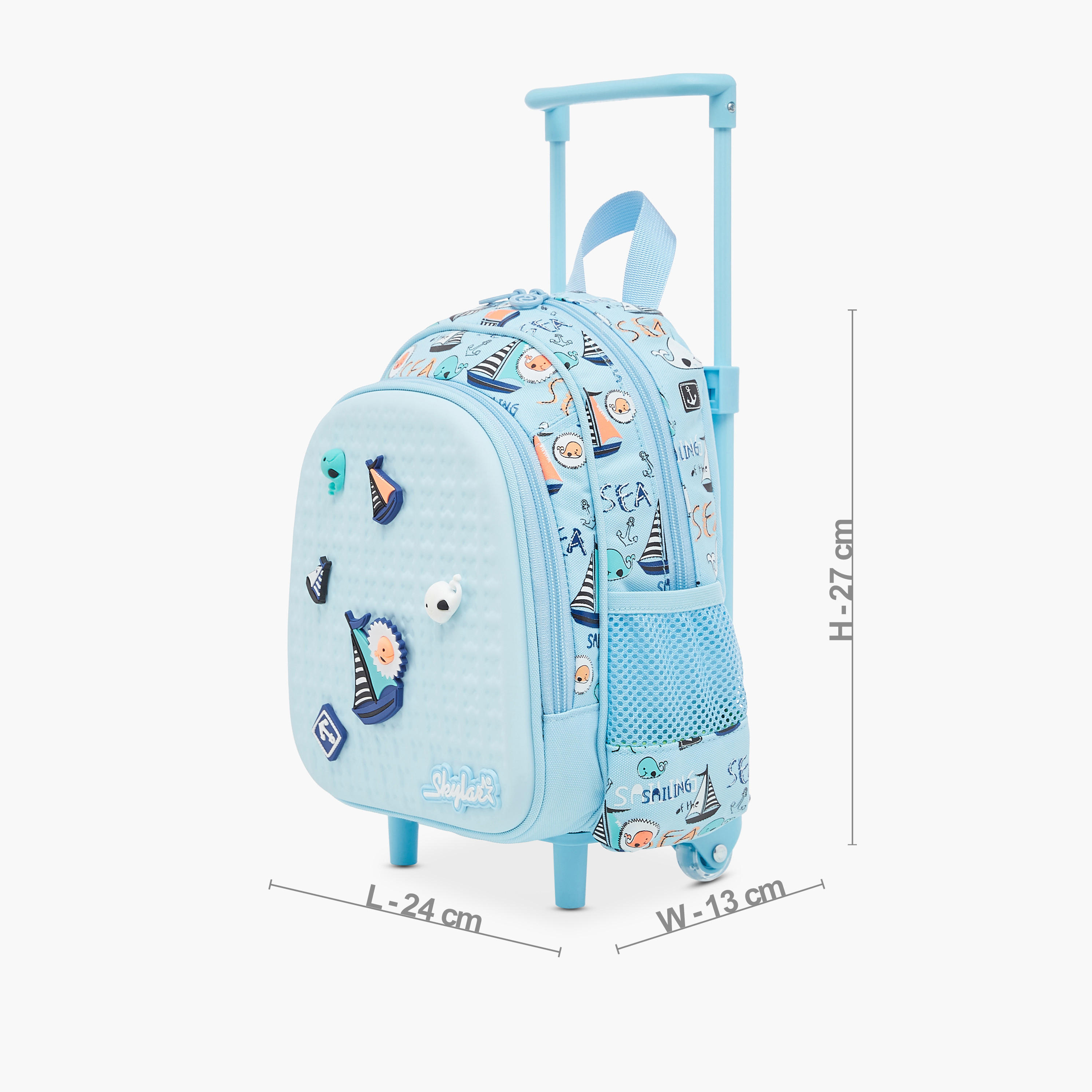 Skylar 10-inch Sea Print Trolley Backpack With Retractable Handle - 24x13x27 cms-school-bagsandbackpacks-trolleybags-image-2
