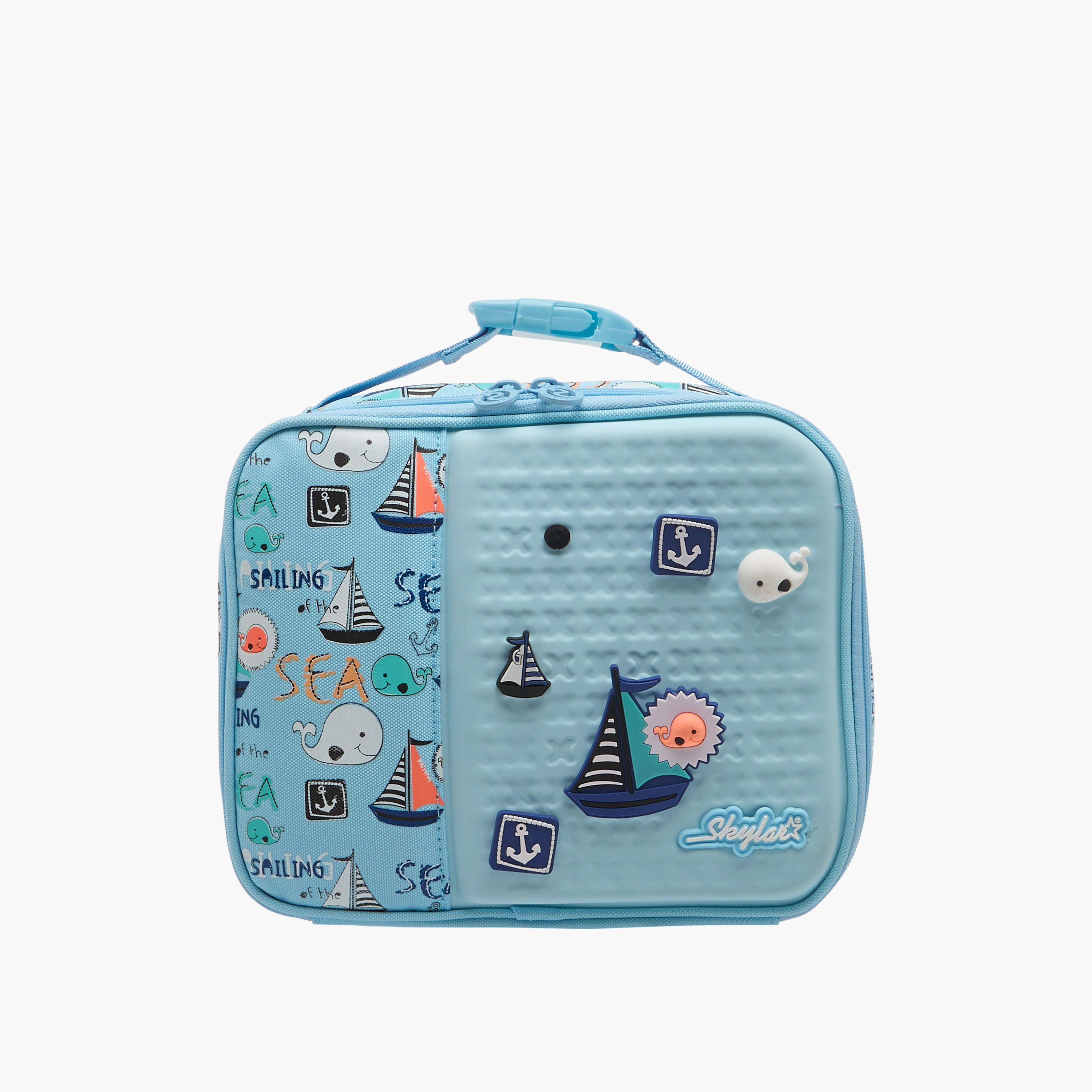 Skylar Sea Print Lunch Bag with Buckle Strap and Zip Closure-school-lunchessentials-lunchbags-image-1