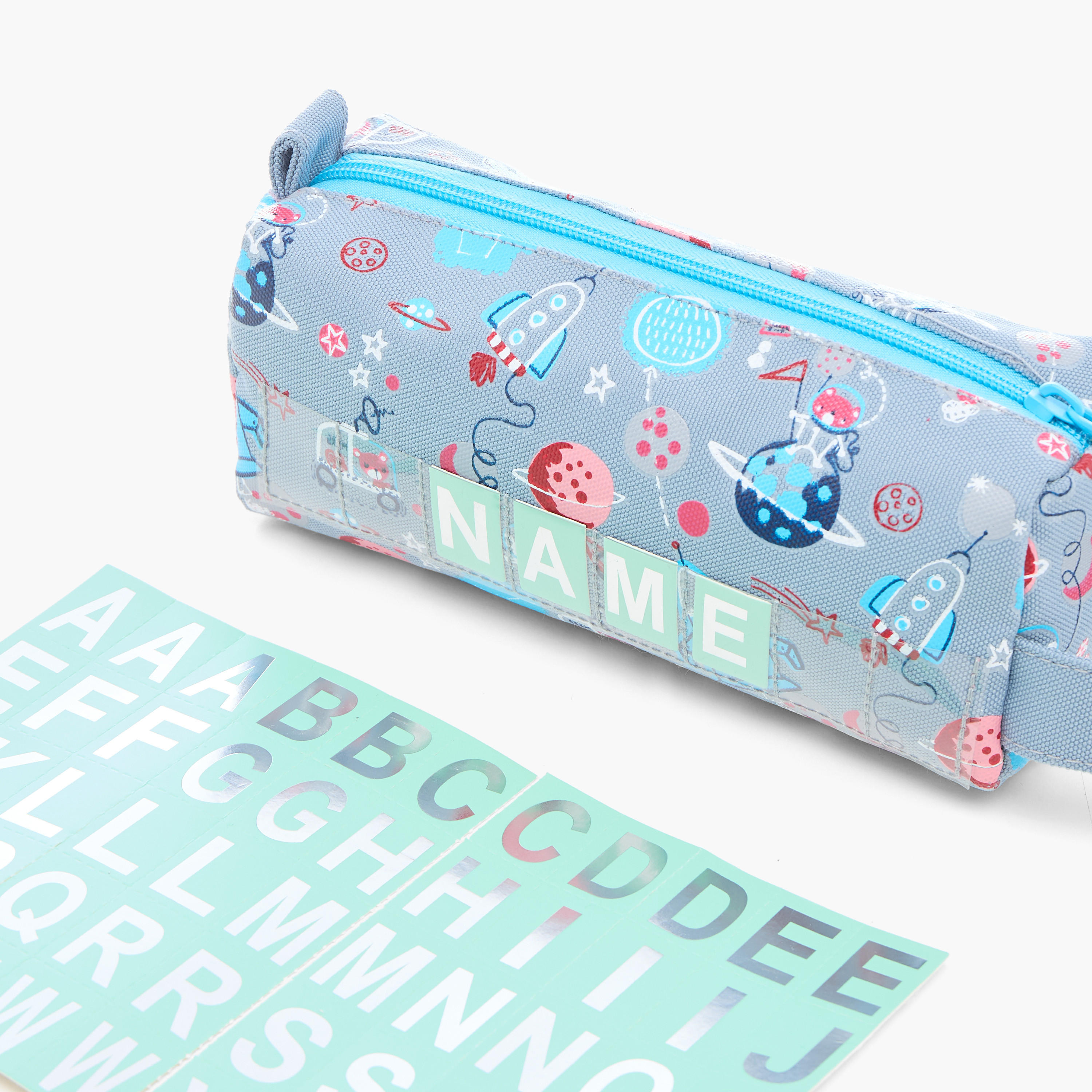 Skylar Space Print Pencil Pouch with Label Slot and Zip Closure-school-stationery-pencilcases-image-5