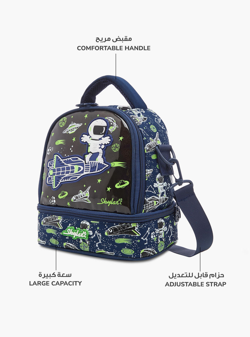Skylar Glow in the Dark Space Print Lunch Bag with Zip Closure-school-lunchessentials-lunchbags-image-6