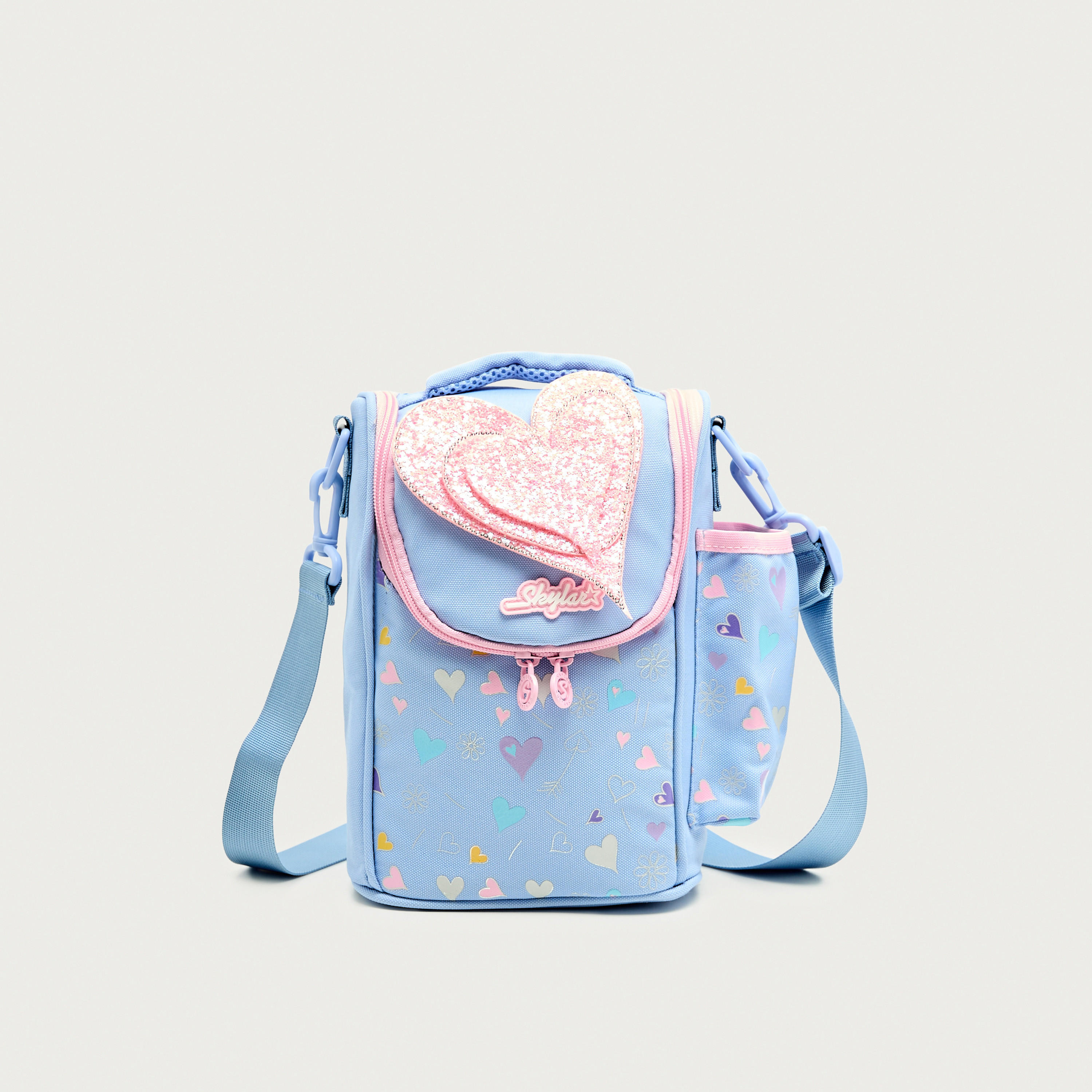 Skylar Printed Lunch Bag with Heart Accent and Zip Closure-school-lunchessentials-lunchbags-image-1
