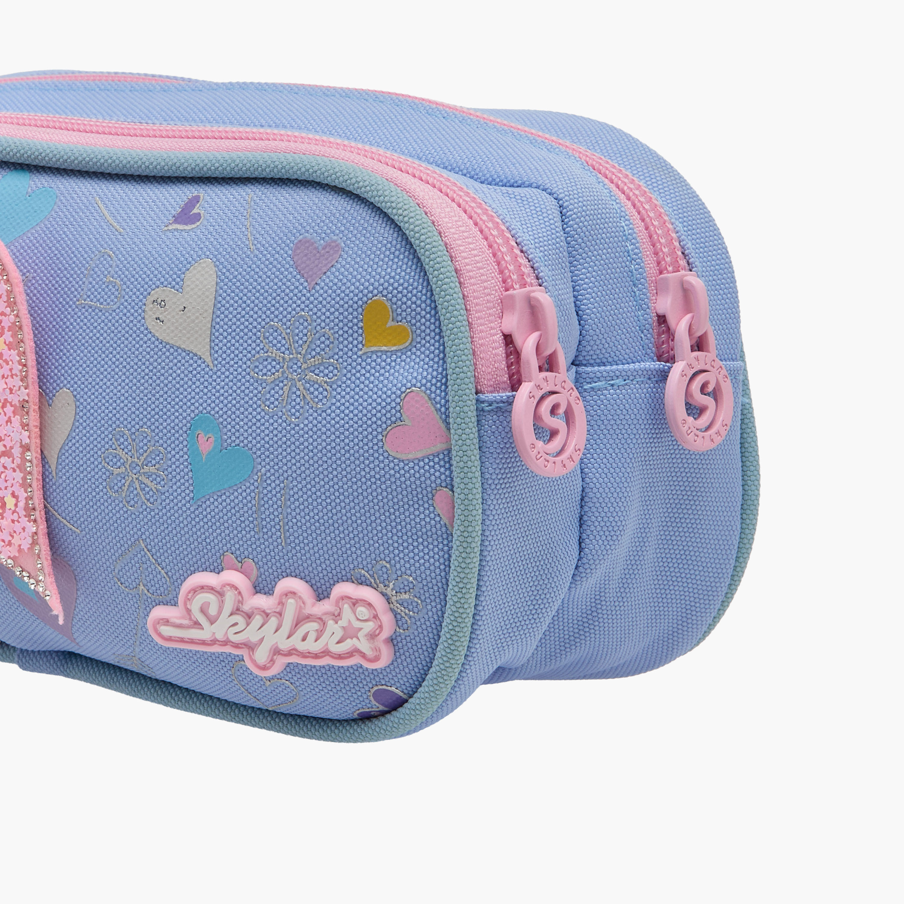 مقلمة بقسمين وطبعات قلب مع سحاب إغلاق من سكايلر-school-stationery-pencilcases-image-4