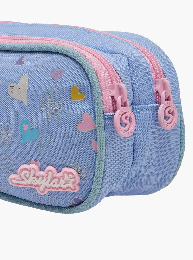مقلمة بقسمين وطبعات قلب مع سحاب إغلاق من سكايلر-school-stationery-pencilcases-image-4