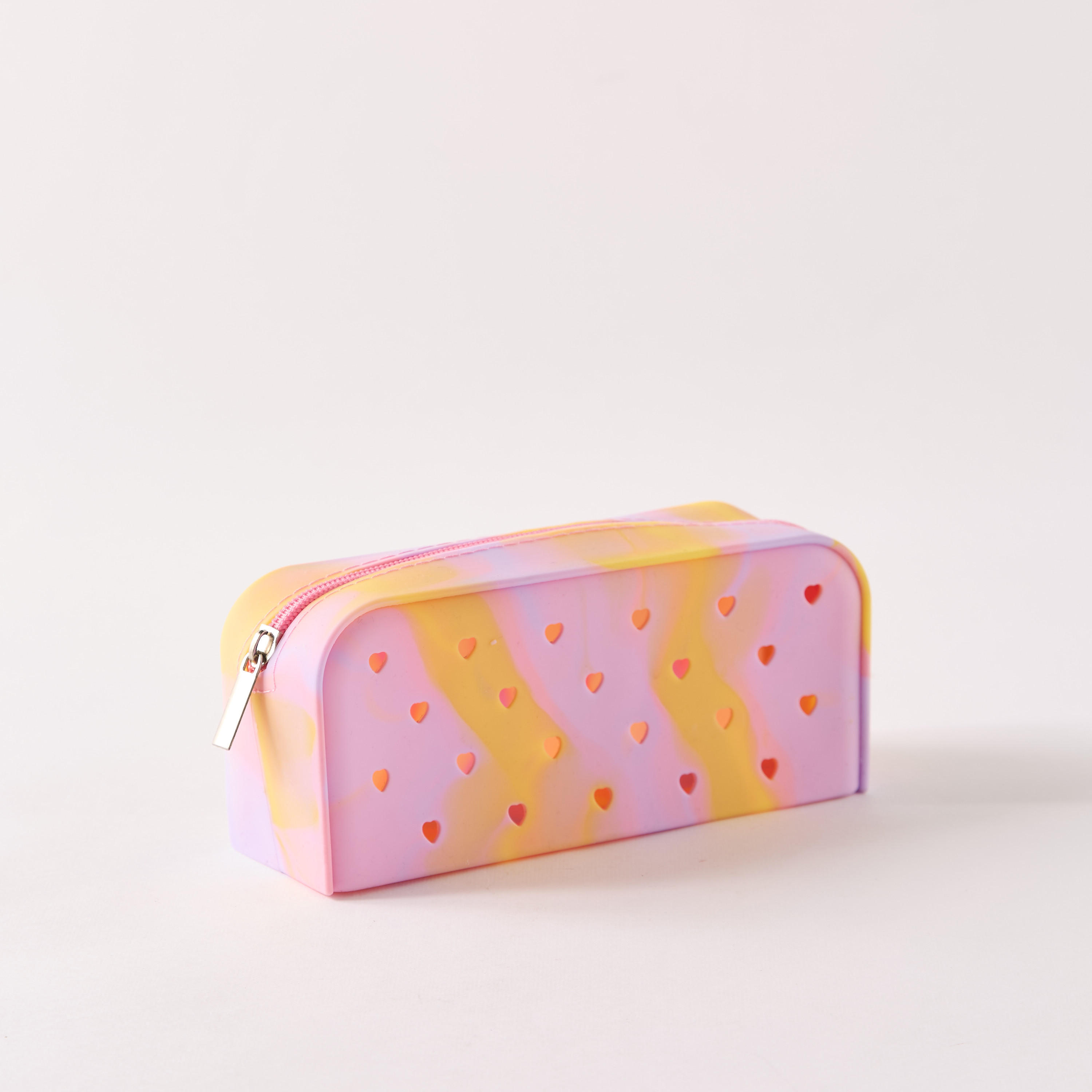 Heart Textured Pencil Pouch with 6 Jibbitz Charms-school-stationery-pencilcases-image-2