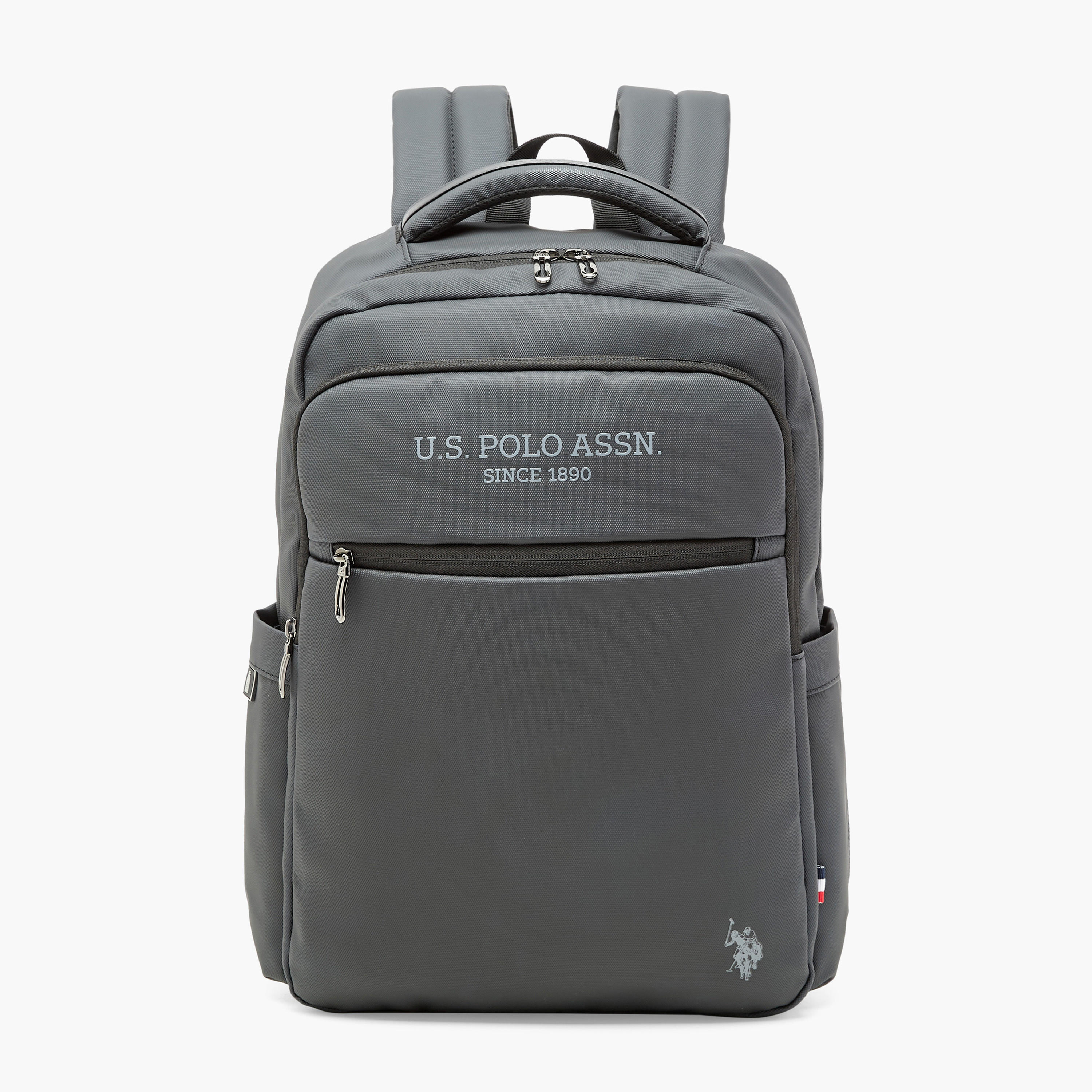 US POLO ASSN. Logo Print Laptop Backpack with Zip Closure - 30x15x43 cm-men-bags-image-1