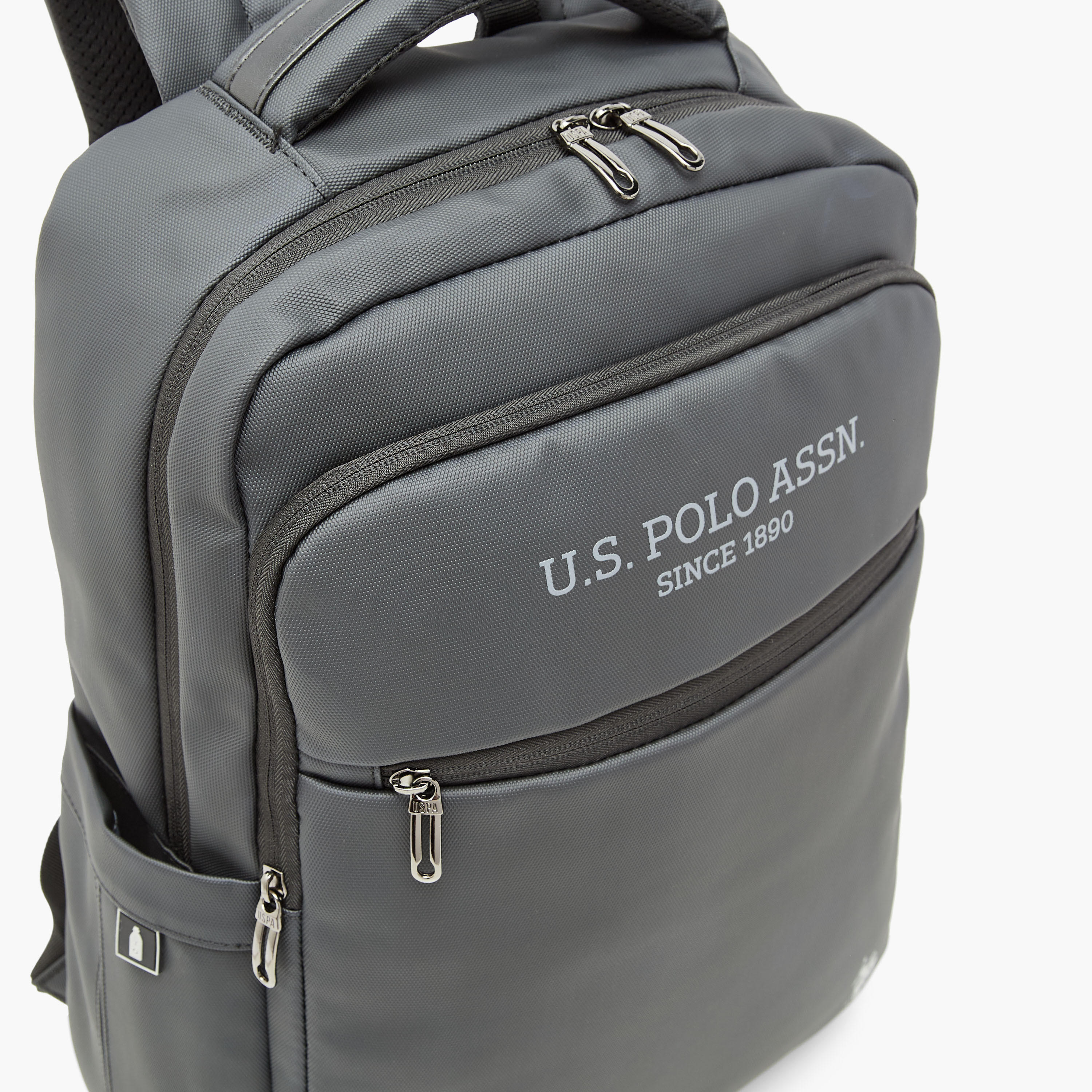 US POLO ASSN. Logo Print Laptop Backpack with Zip Closure - 30x15x43 cm-men-bags-image-5