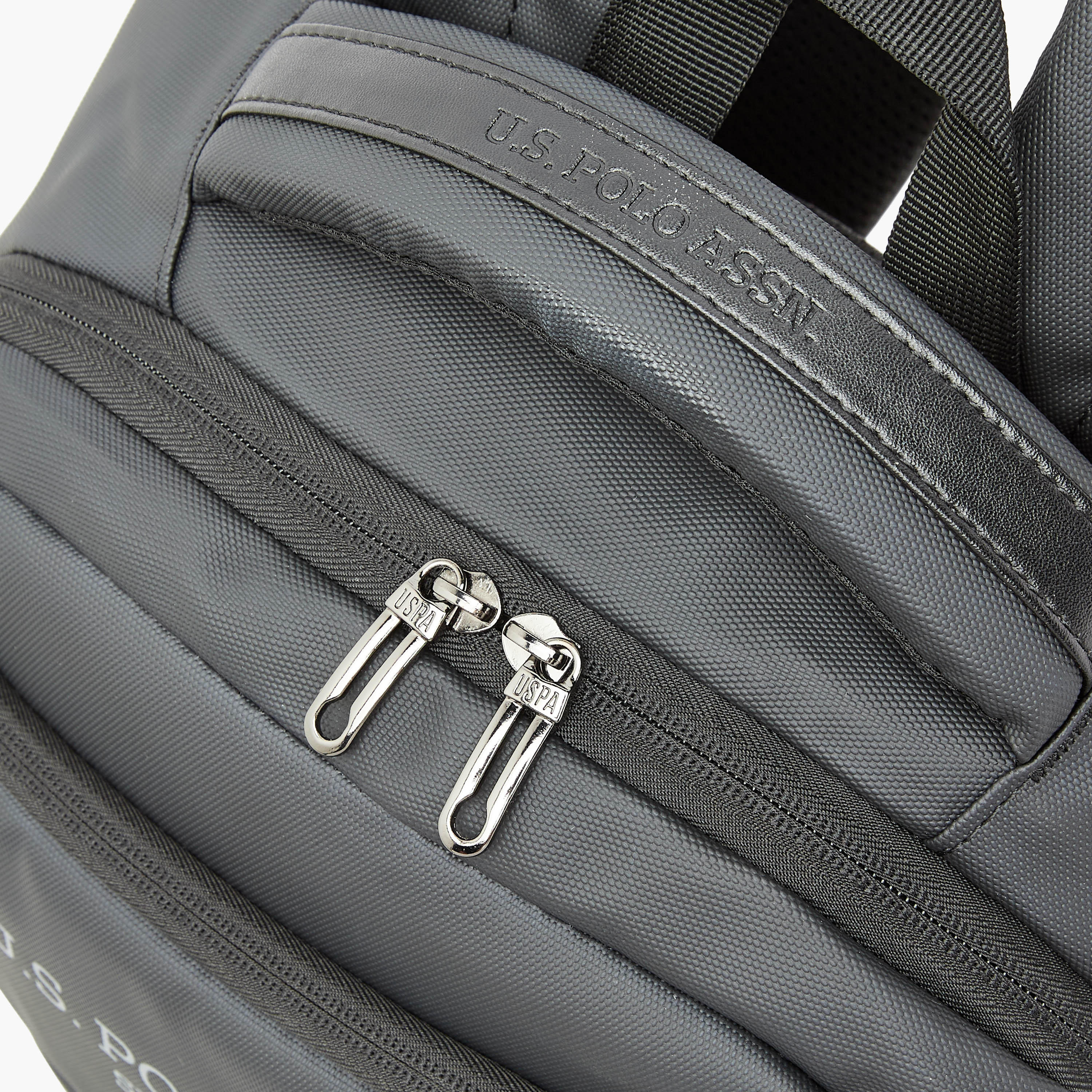 US POLO ASSN. Logo Print Laptop Backpack with Zip Closure - 30x15x43 cm-men-bags-image-6
