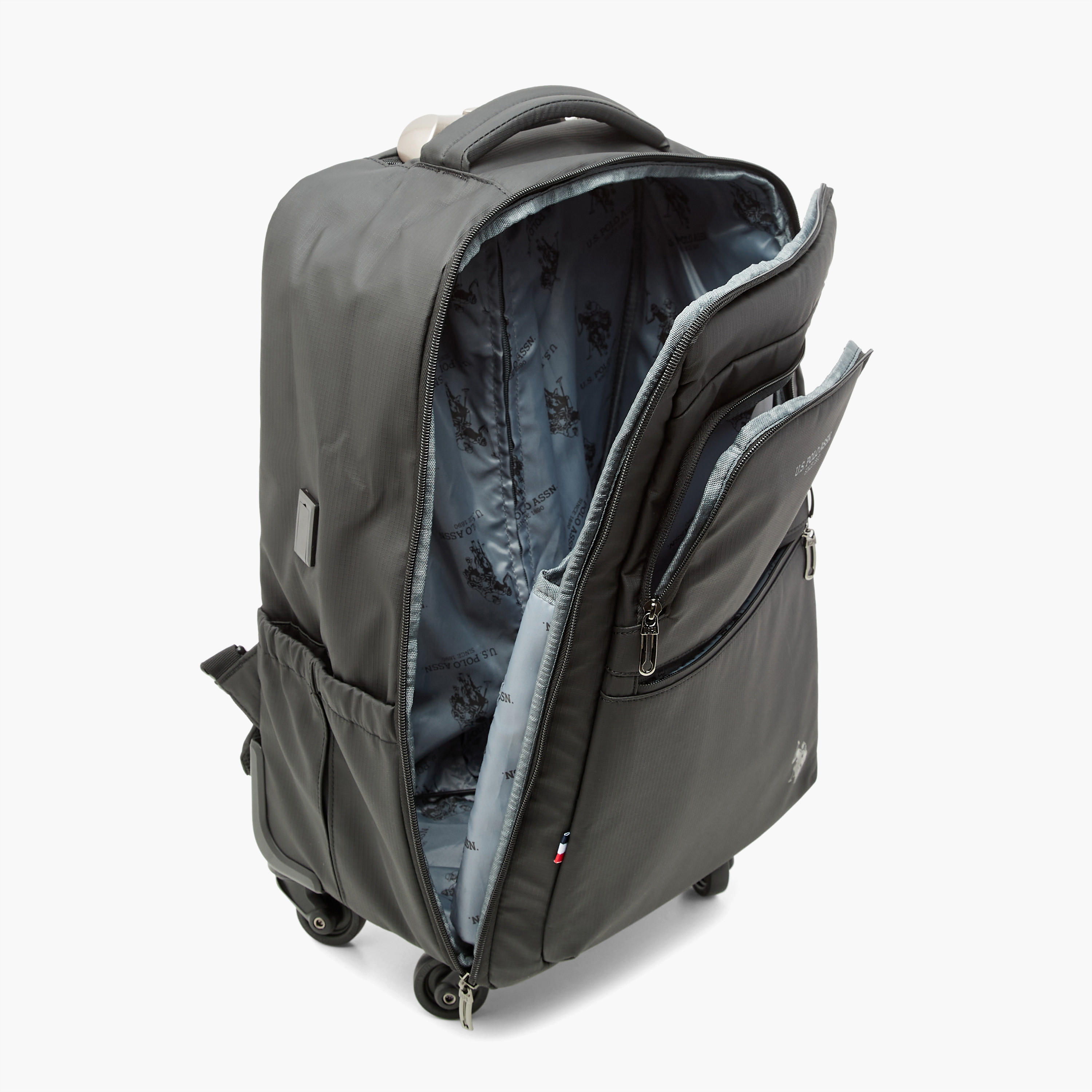 شنطة ظهر ترولي سادة 19 بوصة بحمالات كتف وعجلات من يو إس بولو إسن - 32x23x48 سم-men-bags-image-12