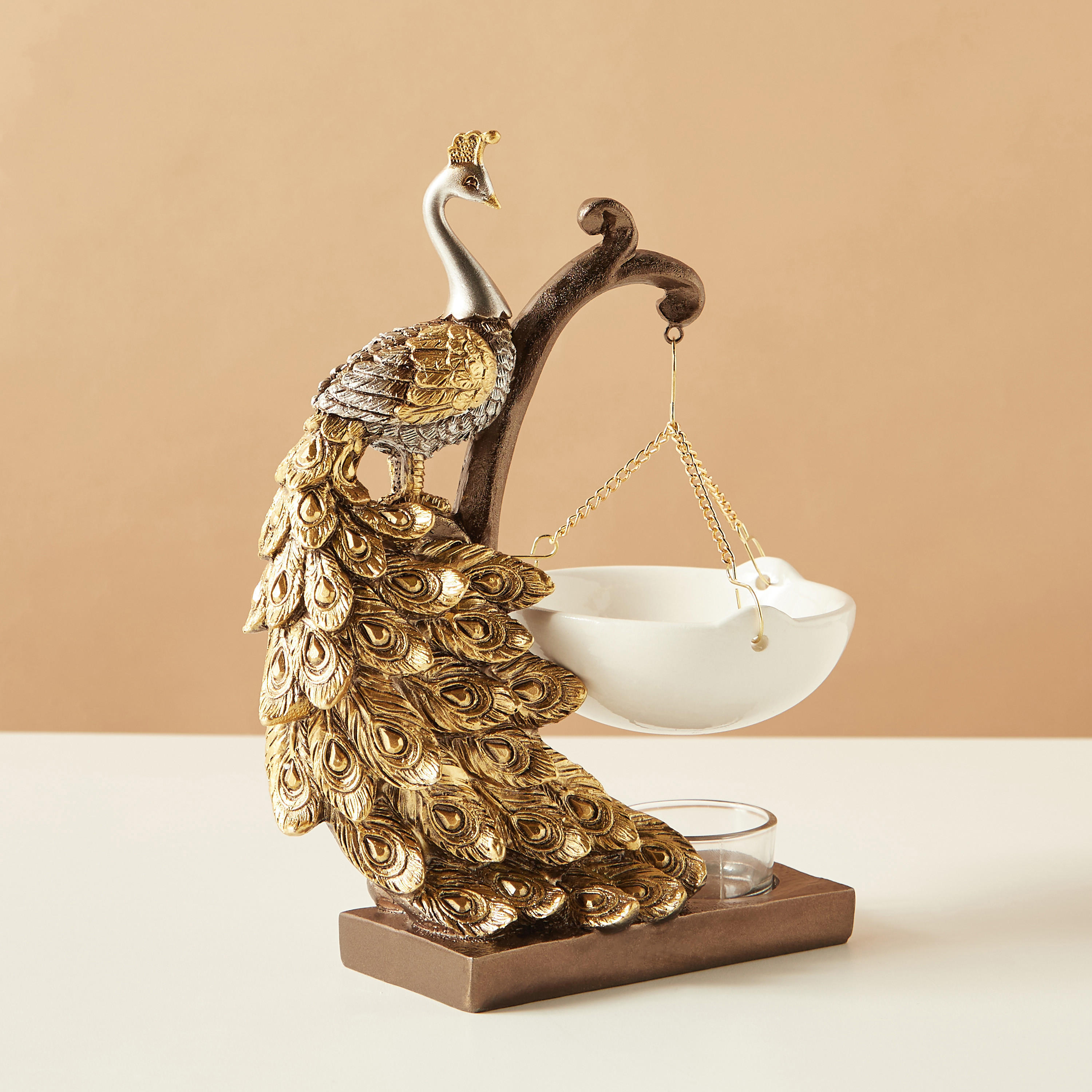 Peacock Accent Ceramic Oil Burner - 16x8x22 cms-household-homefragrance-burners-image-2