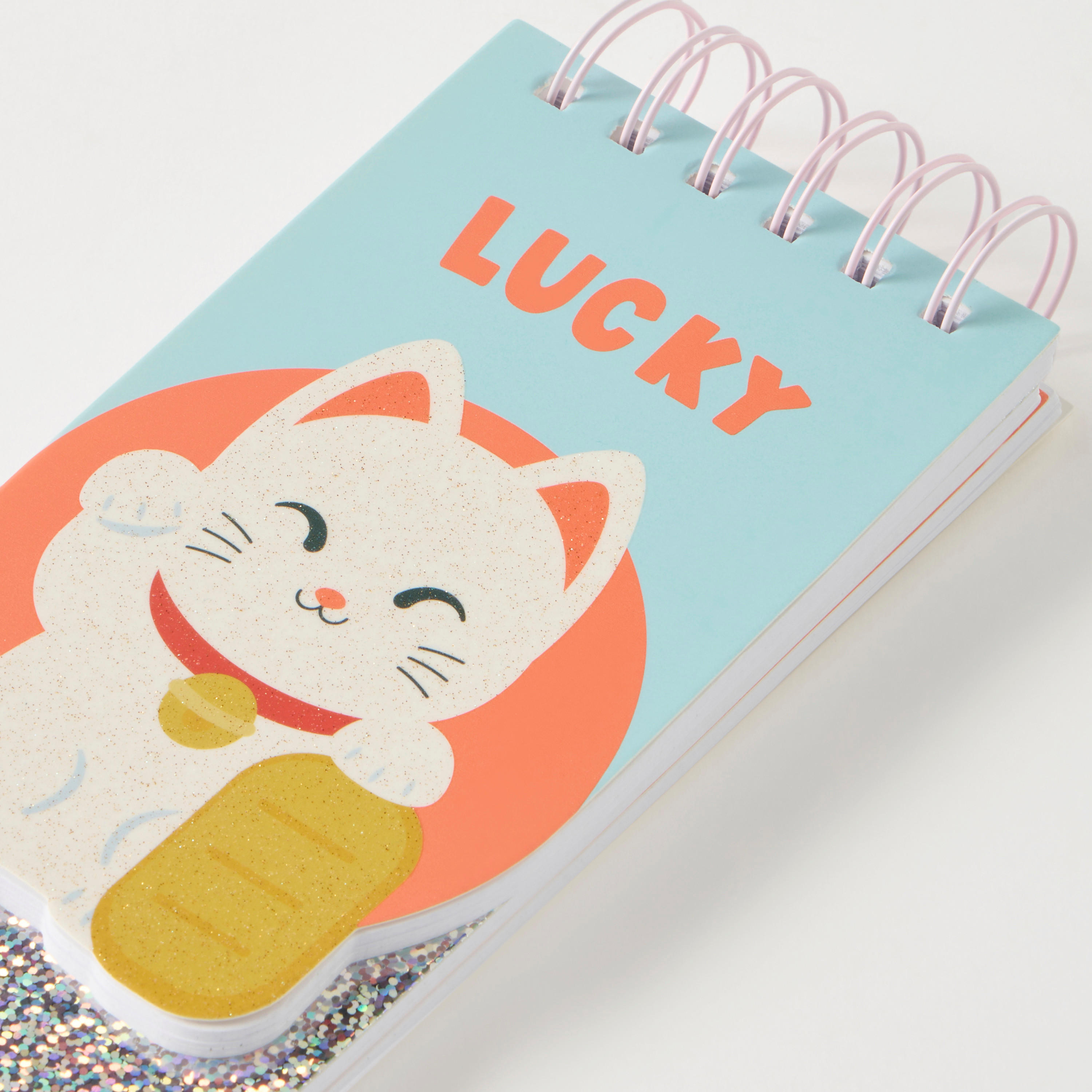 Lucky Cat Print Spiral Pocket Notebook-school-stationery-notebooks-image-3