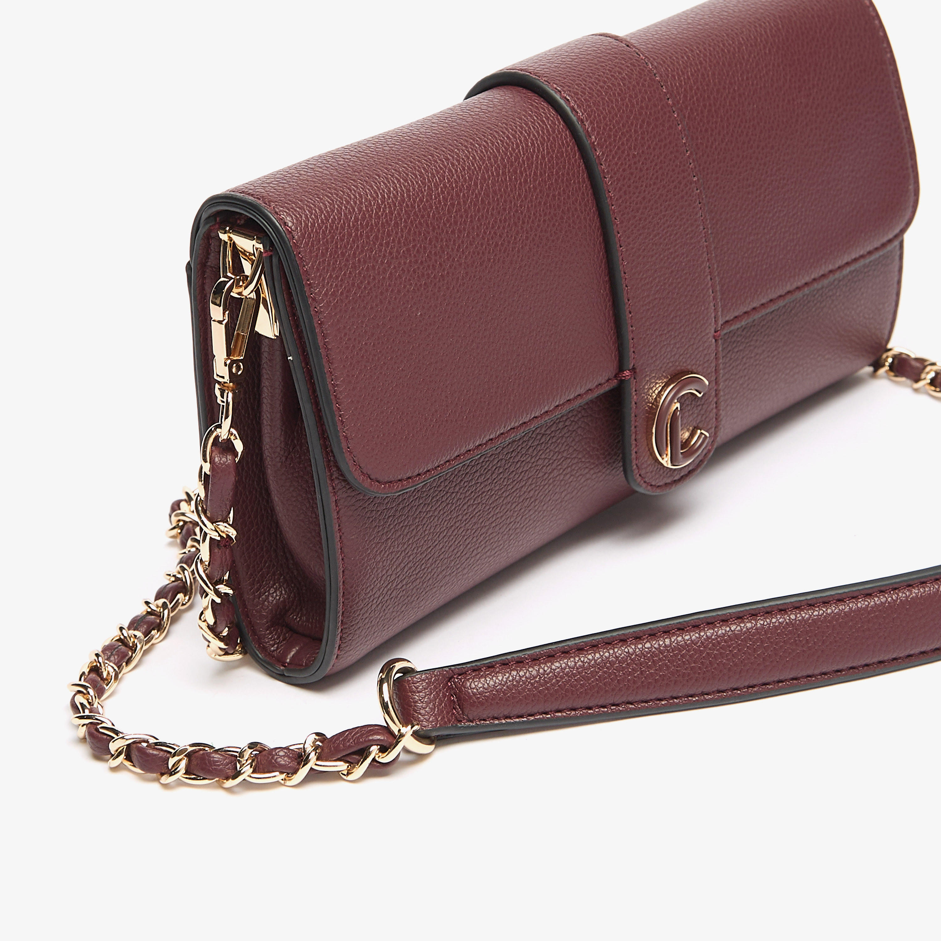 شنطة كروس بودي سادة بحزام سلسلة وزر إغلاق من لو كونفورت-women-bagsandwallets-handbags-image-4