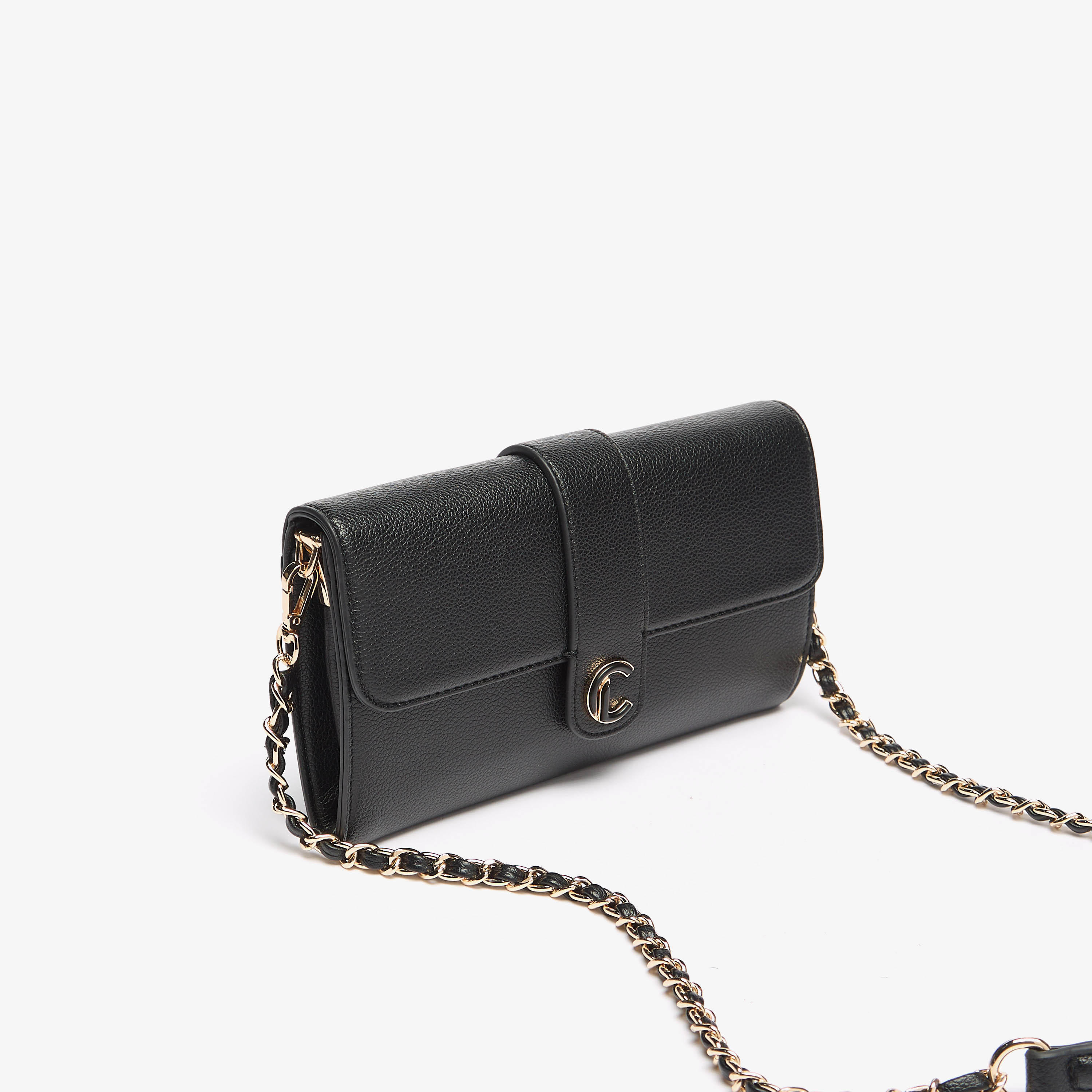 Le Confort Solid Crossbody Bag with Button Closure and Chain Strap-women-bagsandwallets-handbags-image-2