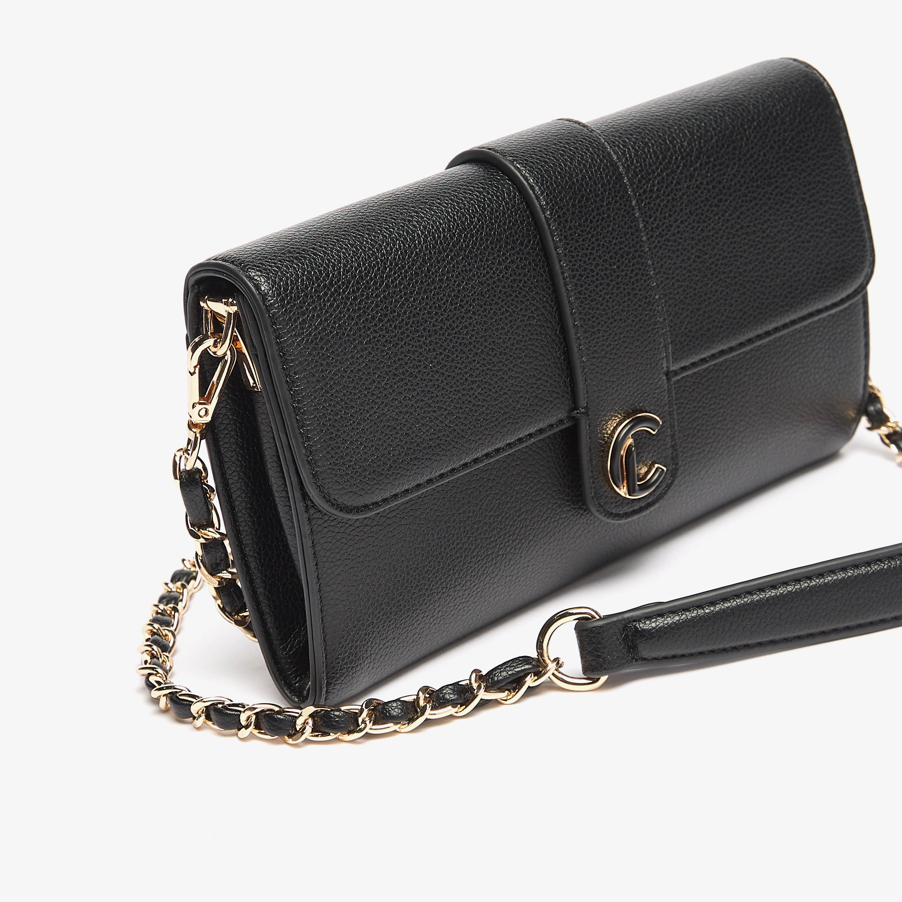 Le Confort Solid Crossbody Bag with Button Closure and Chain Strap-women-bagsandwallets-handbags-image-4