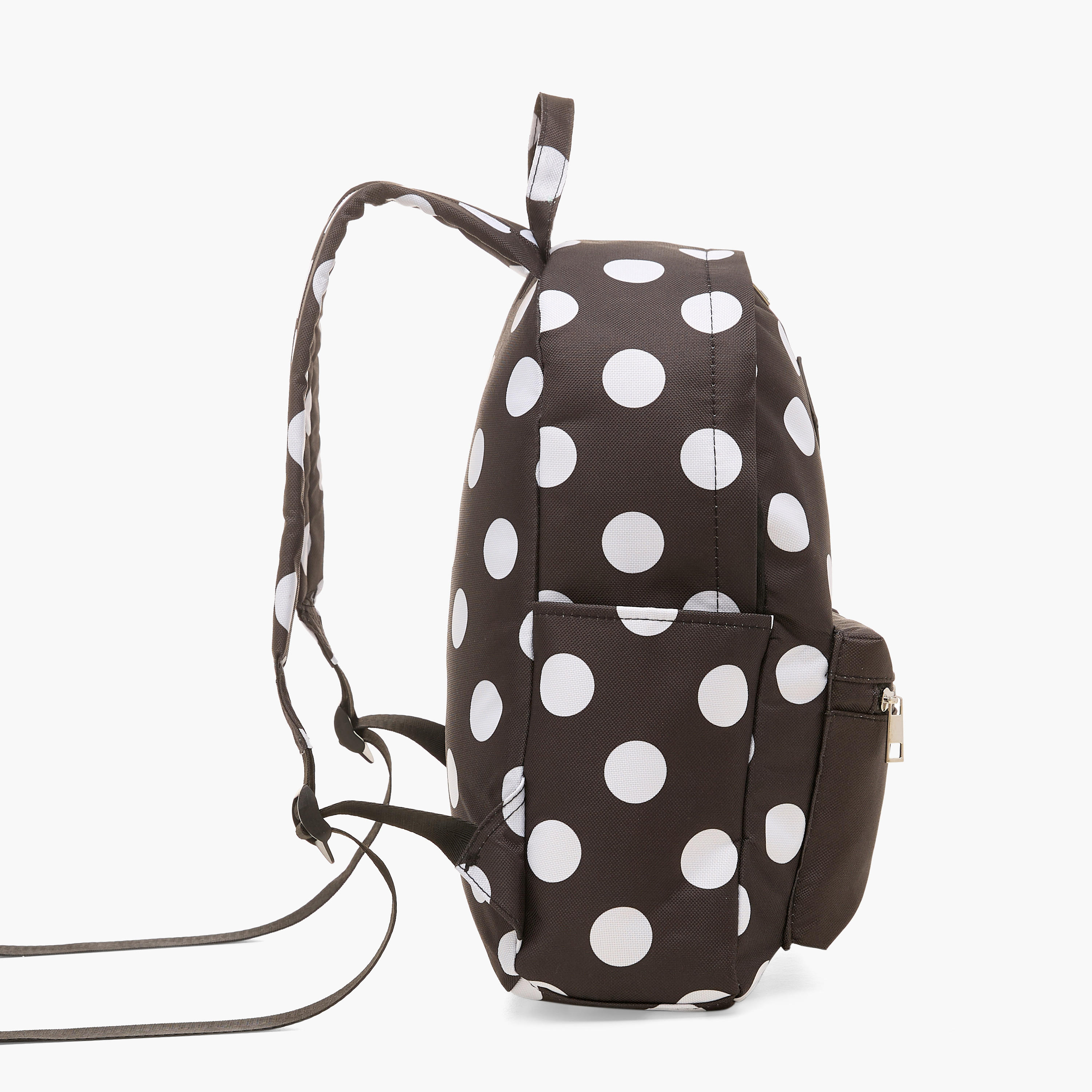 Mistotes Polka Dot Print Backpack with Adjustable Straps - 28x10.5x36 cms-women-bagsandwallets-backpacks-image-3