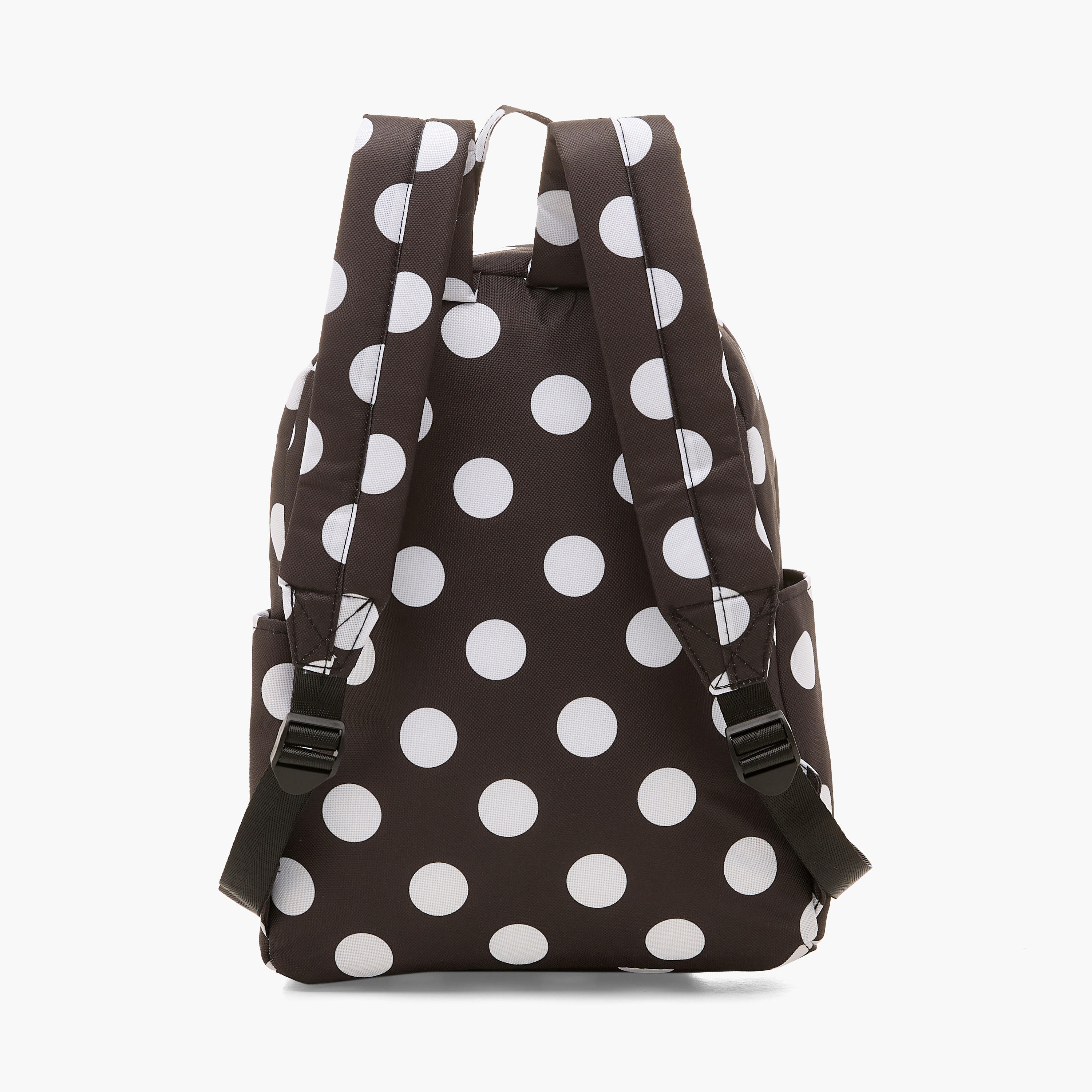Mistotes Polka Dot Print Backpack with Adjustable Straps - 28x10.5x36 cms-women-bagsandwallets-backpacks-image-4