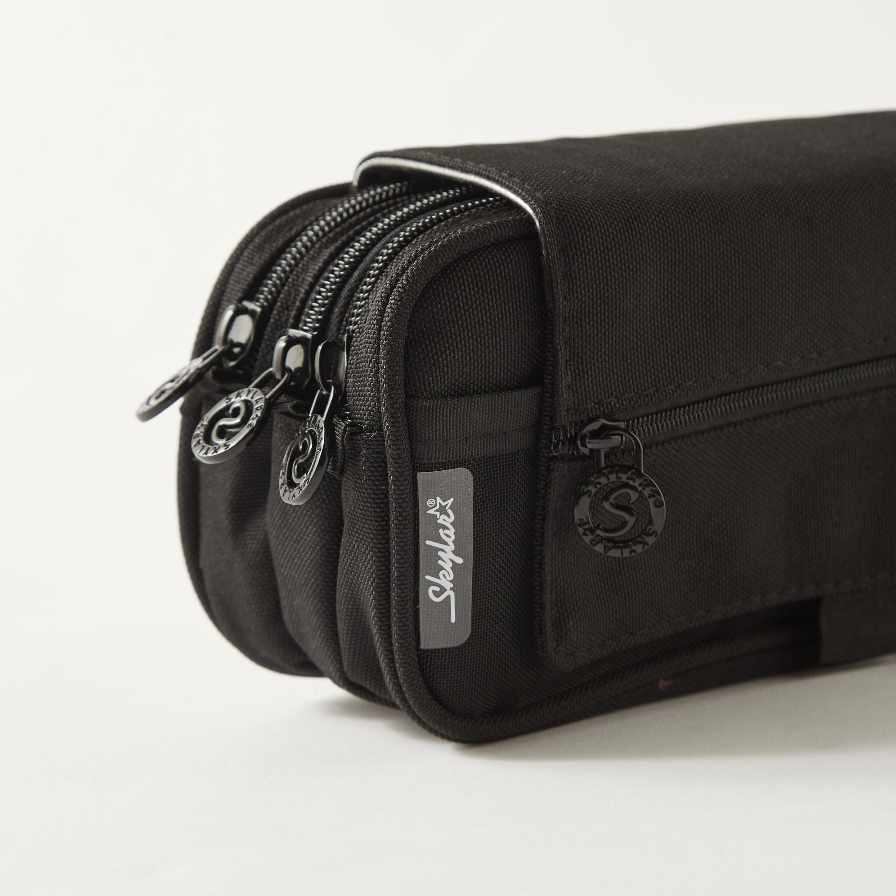 Solid 3-Compartment Pencil Case with Flap Closure-school-stationery-pencilcases-image-4