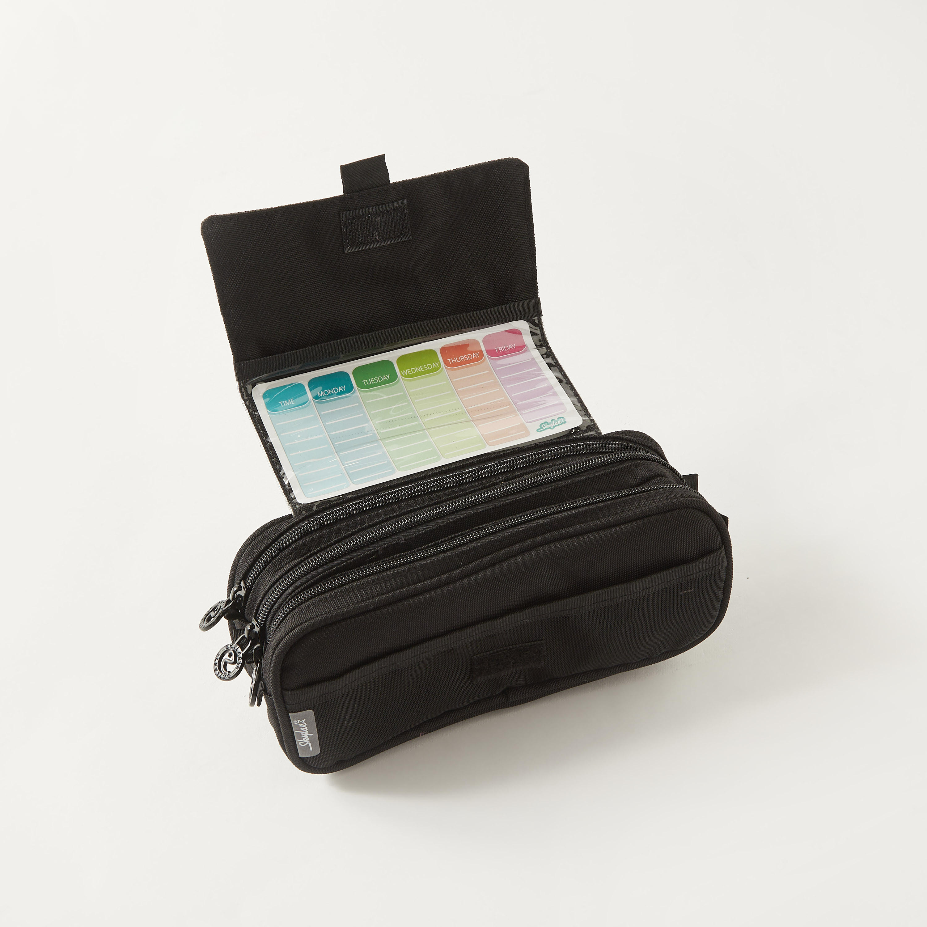 Solid 3-Compartment Pencil Case with Flap Closure-school-stationery-pencilcases-image-6