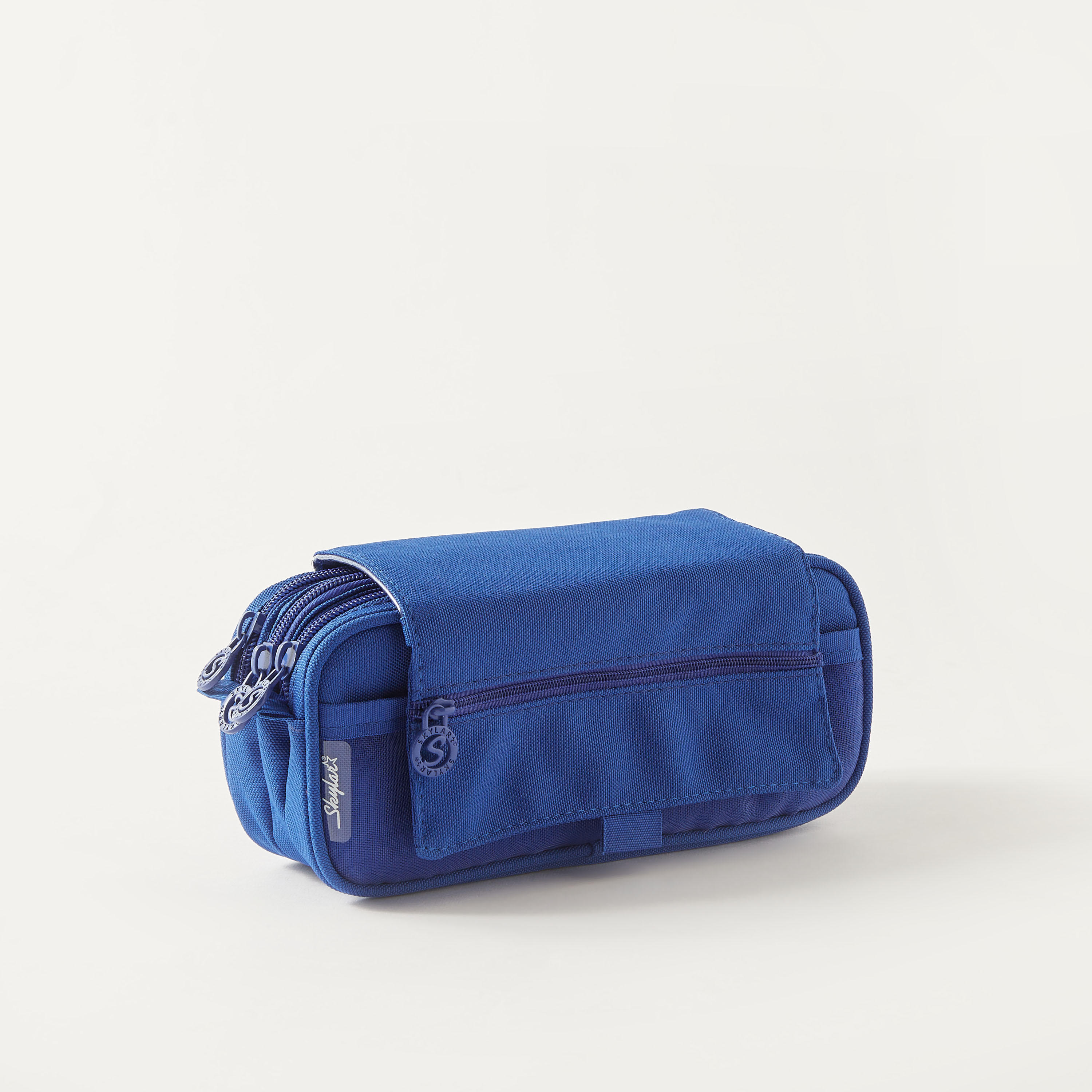 Solid 3-Compartment Pencil Case with Flap Closure-school-stationery-pencilcases-image-1