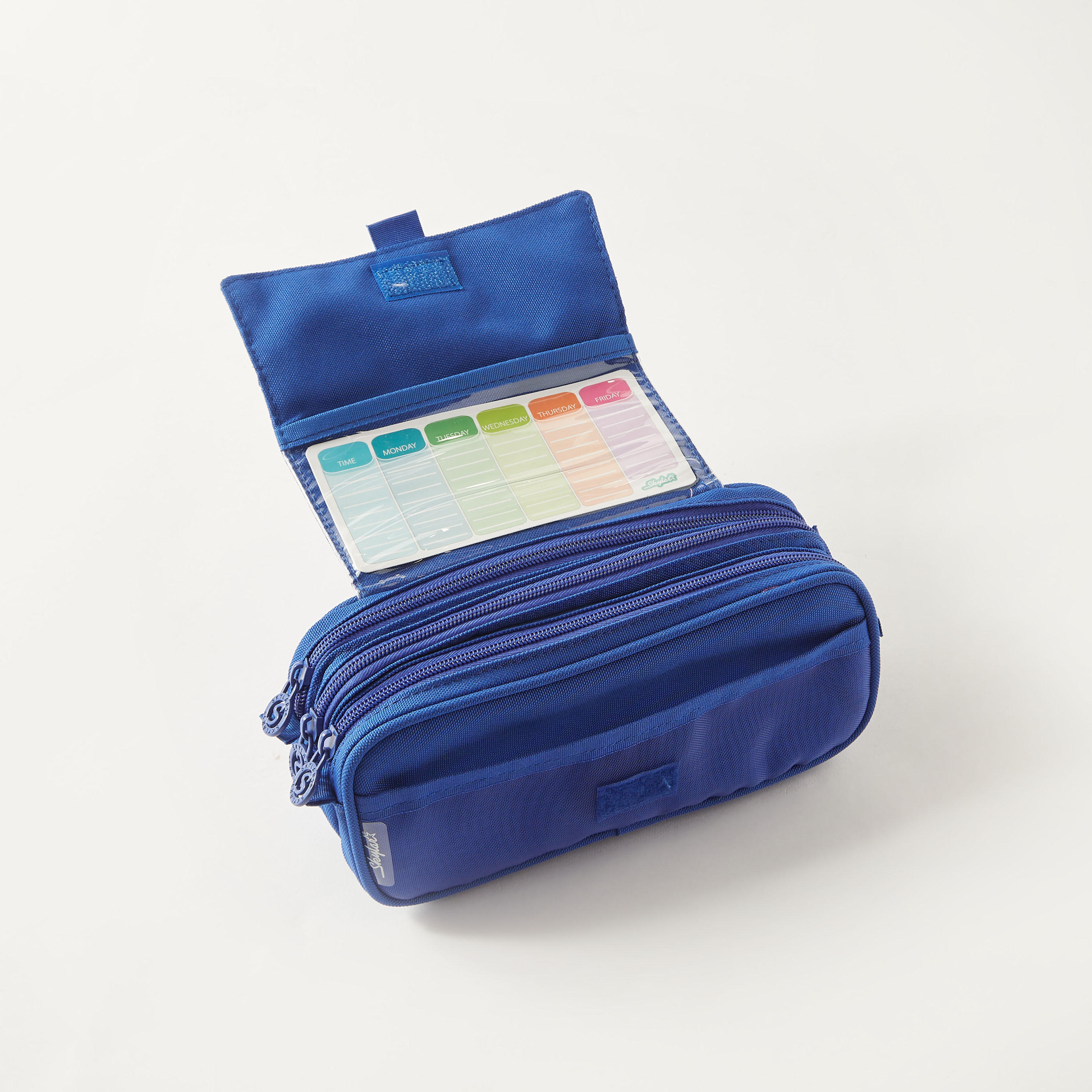 Solid 3-Compartment Pencil Case with Flap Closure-school-stationery-pencilcases-image-6