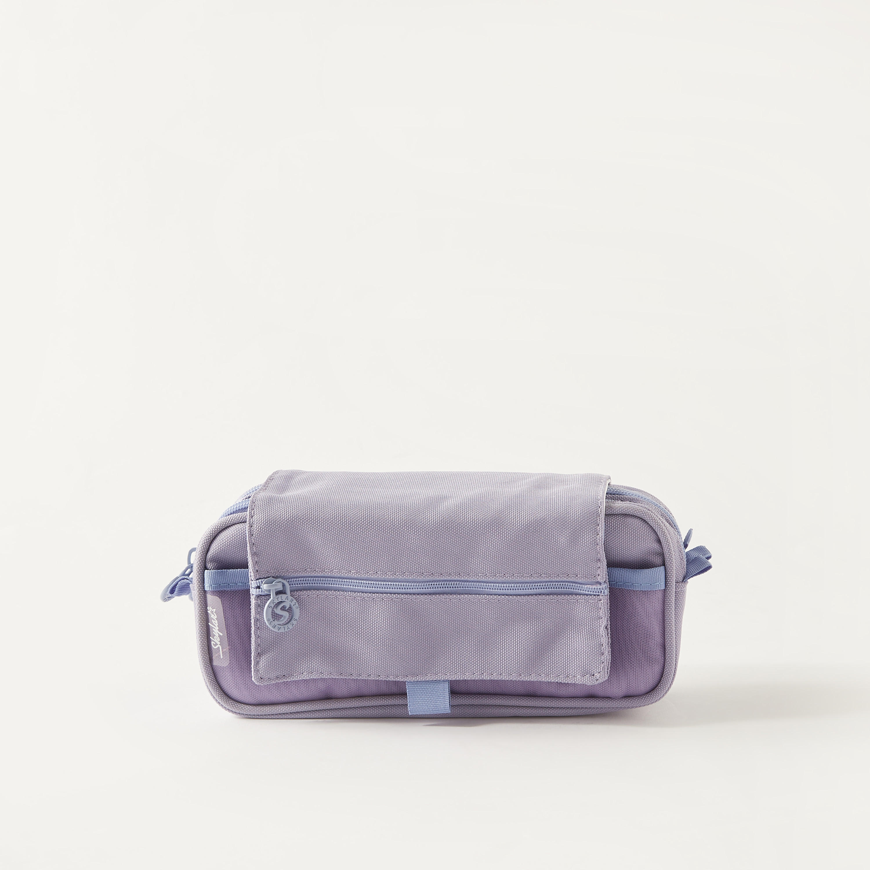 Solid 3-Compartment Pencil Case with Flap Closure-school-stationery-pencilcases-image-2