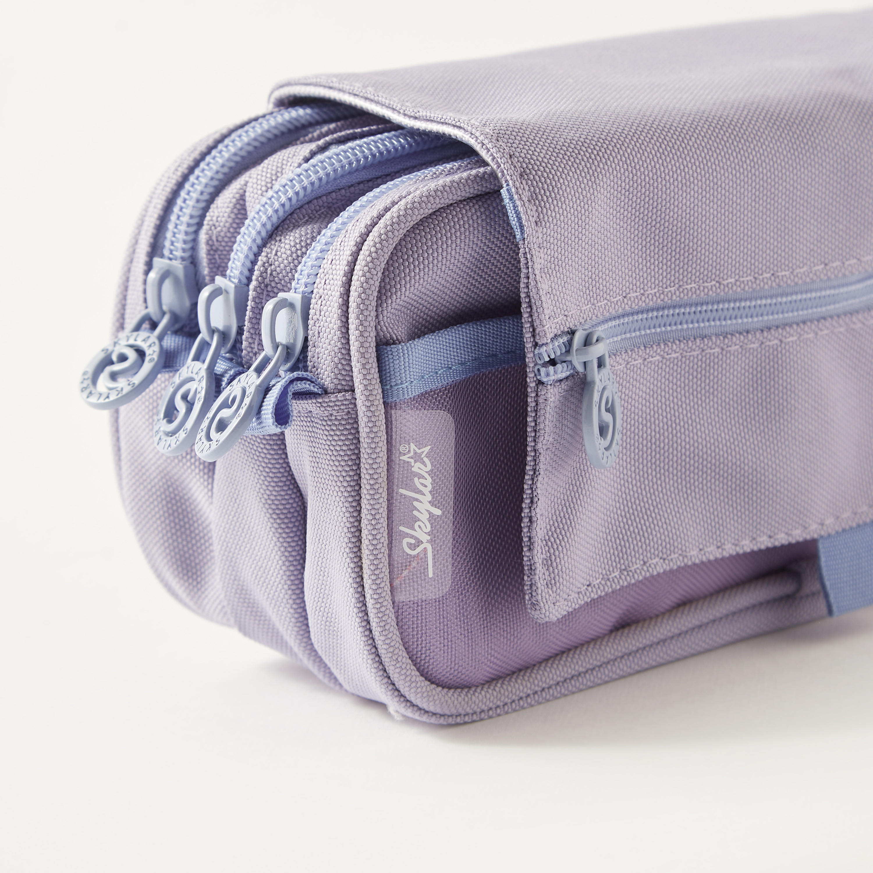 Solid 3-Compartment Pencil Case with Flap Closure-school-stationery-pencilcases-image-4