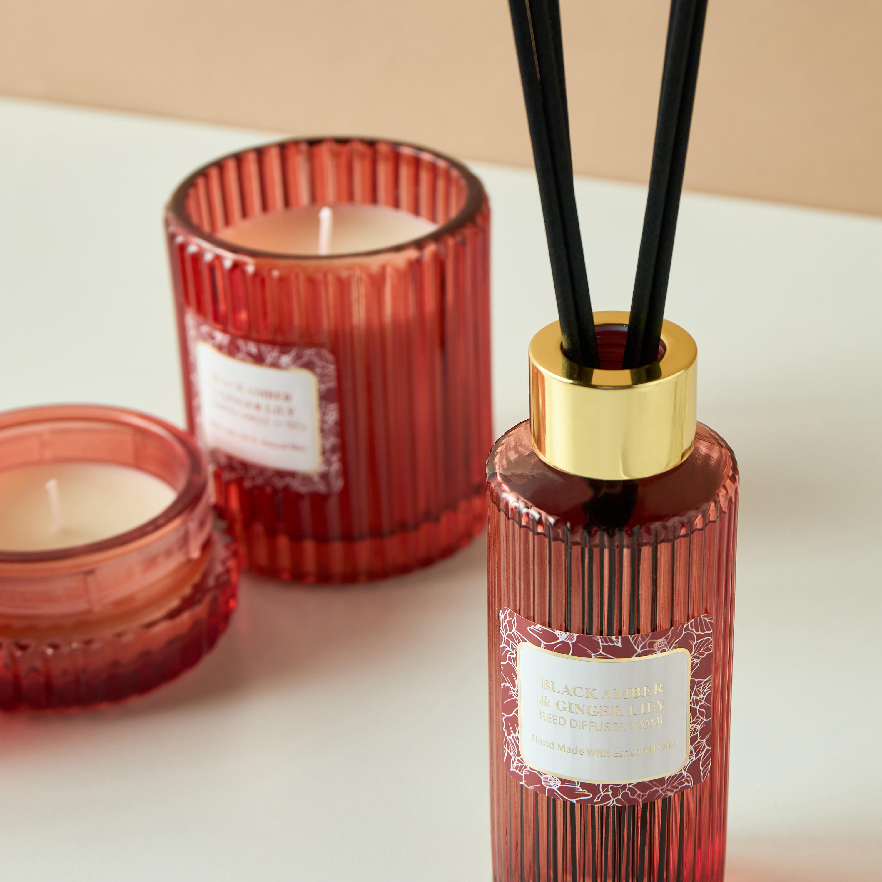 Black Amber and Ginger Lily Reed Diffuser and Candle Gift Set-household-homefragrance-fragrancegiftset-image-3