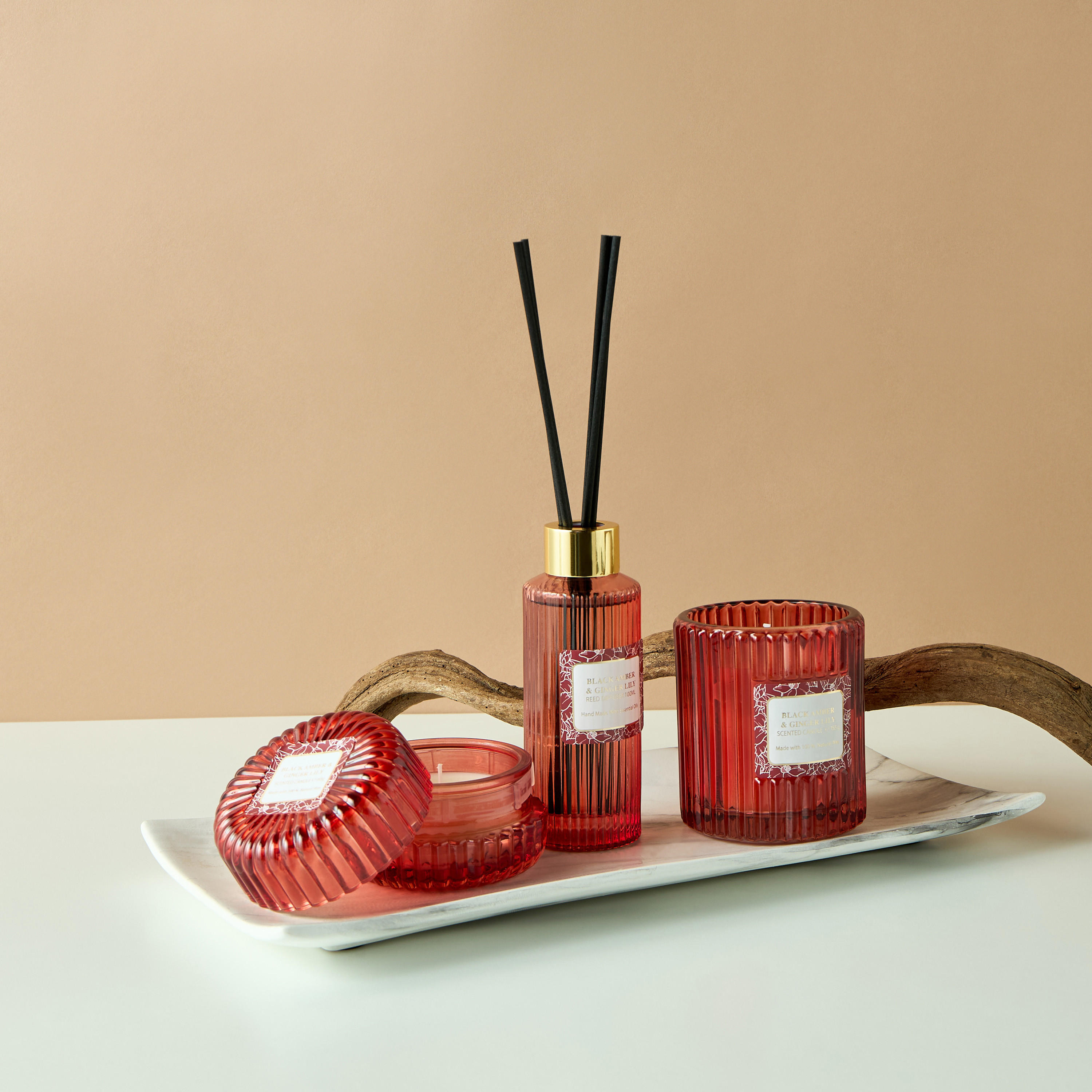 Black Amber and Ginger Lily Reed Diffuser and Candle Gift Set-household-homefragrance-fragrancegiftset-image-4