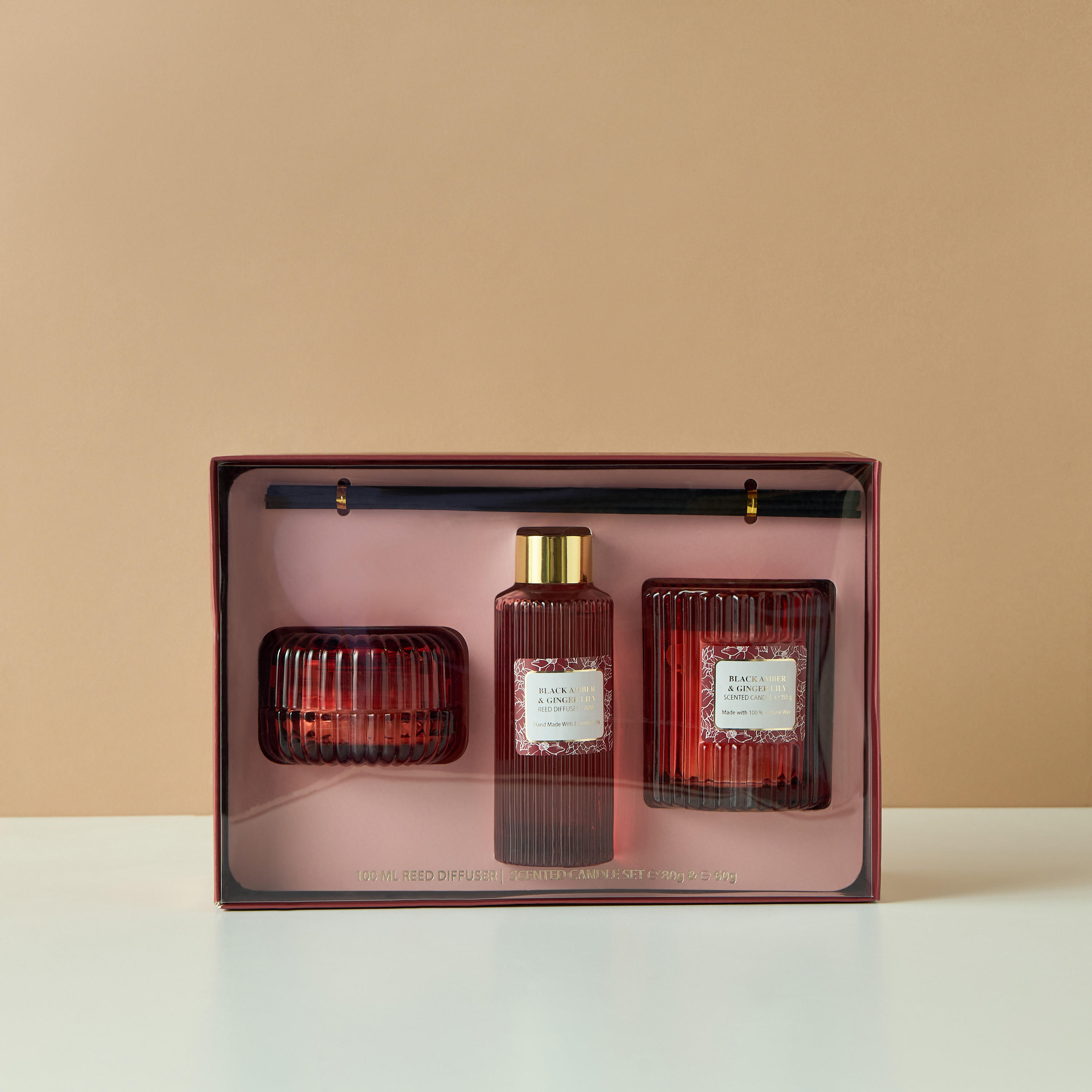 Black Amber and Ginger Lily Reed Diffuser and Candle Gift Set-household-homefragrance-fragrancegiftset-image-5