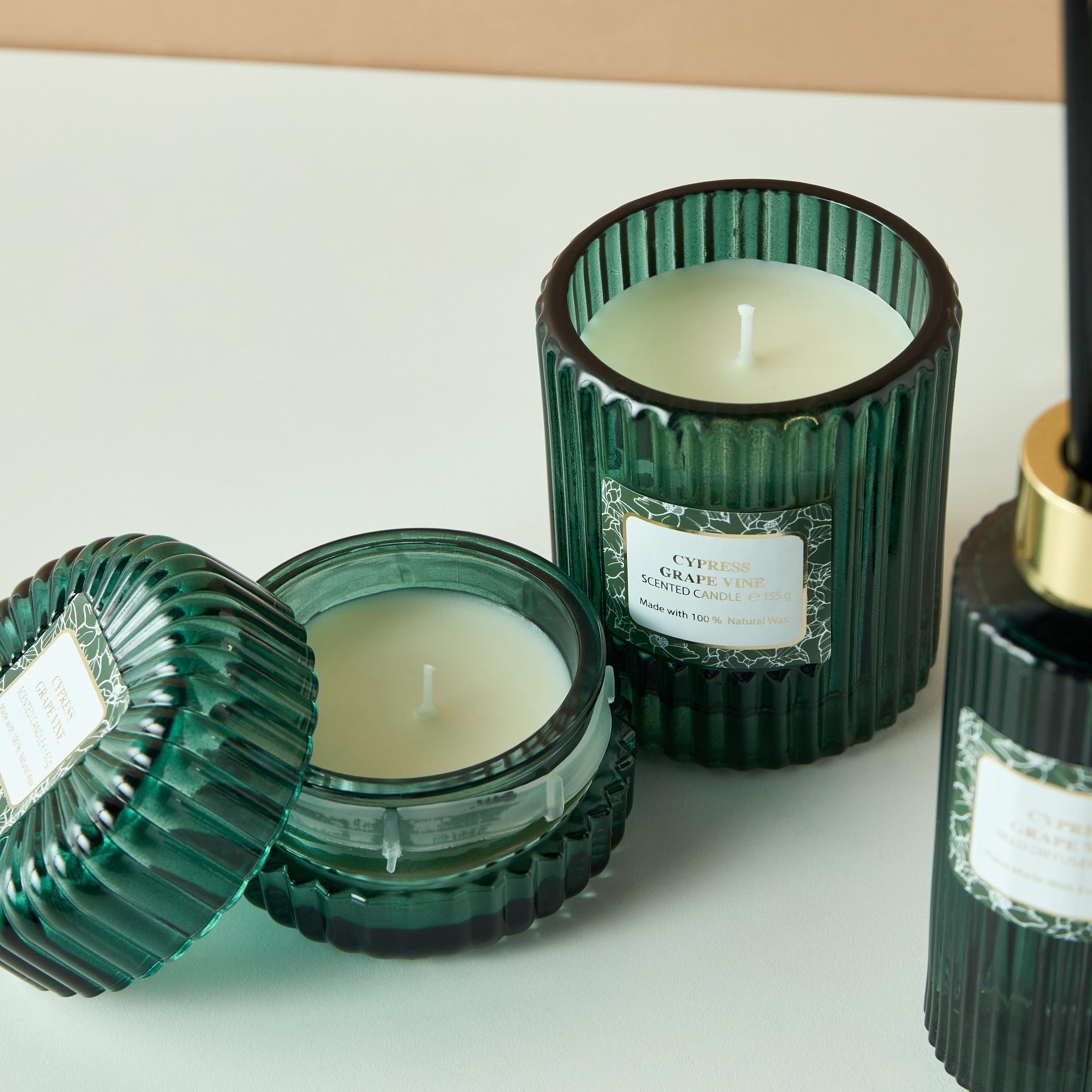 Black Amber and Ginger Lily Reed Diffuser and Candle Gift Set-household-homefragrance-fragrancegiftset-image-2