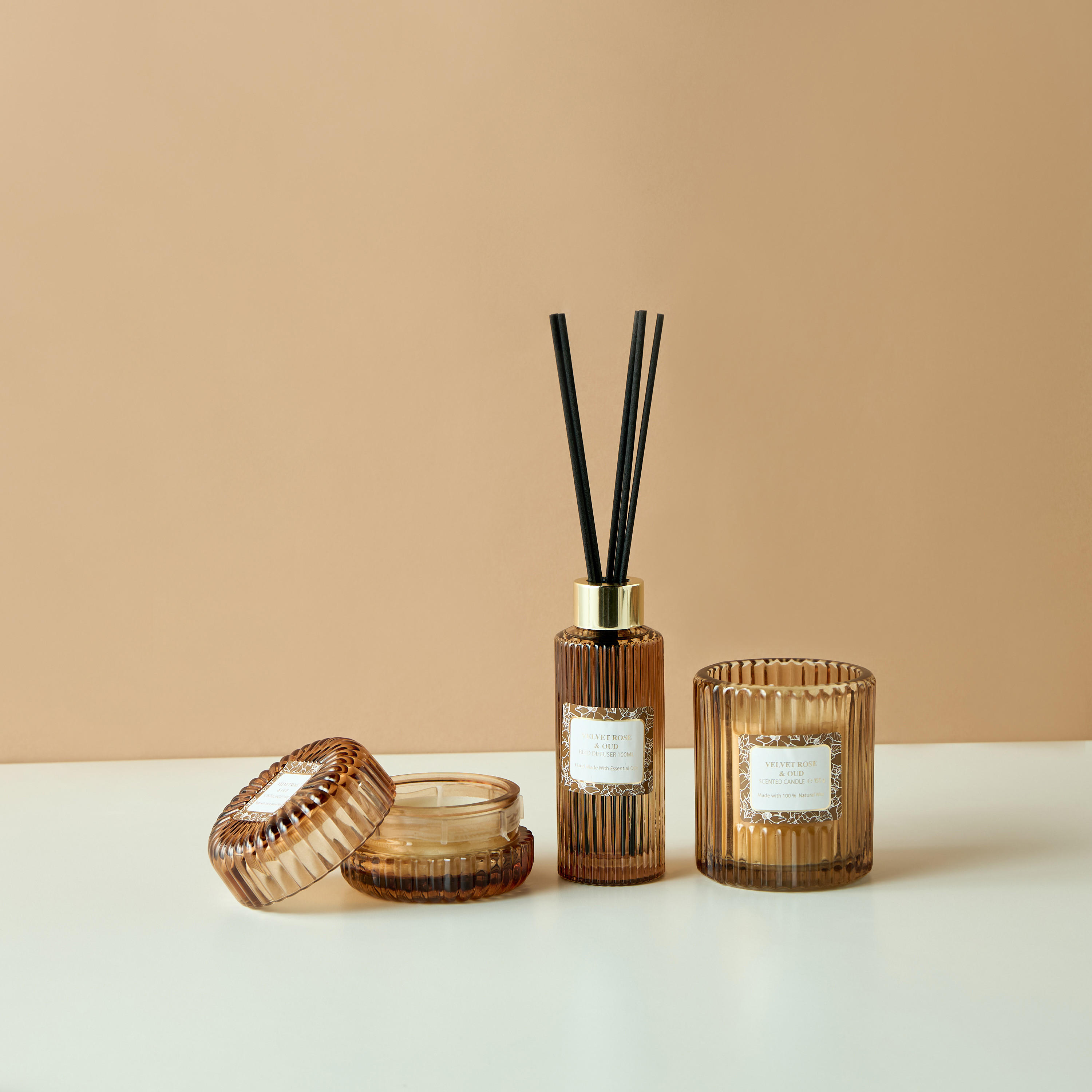 Black Amber and Ginger Lily Reed Diffuser and Candle Gift Set-household-homefragrance-fragrancegiftset-image-1