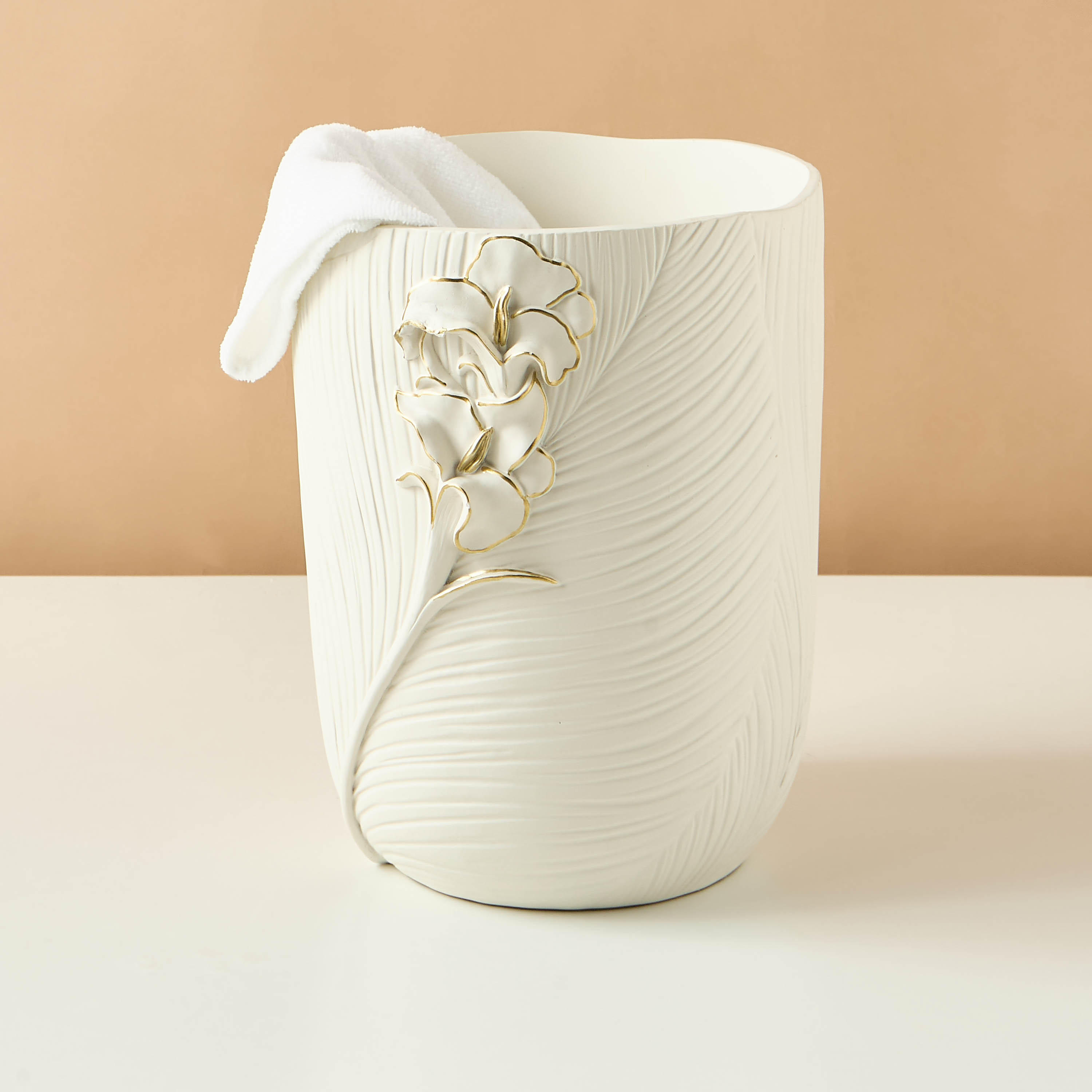 Floral Textured Waste Bin-household-bathandlaundry-wastebinsandaccessories-image-1