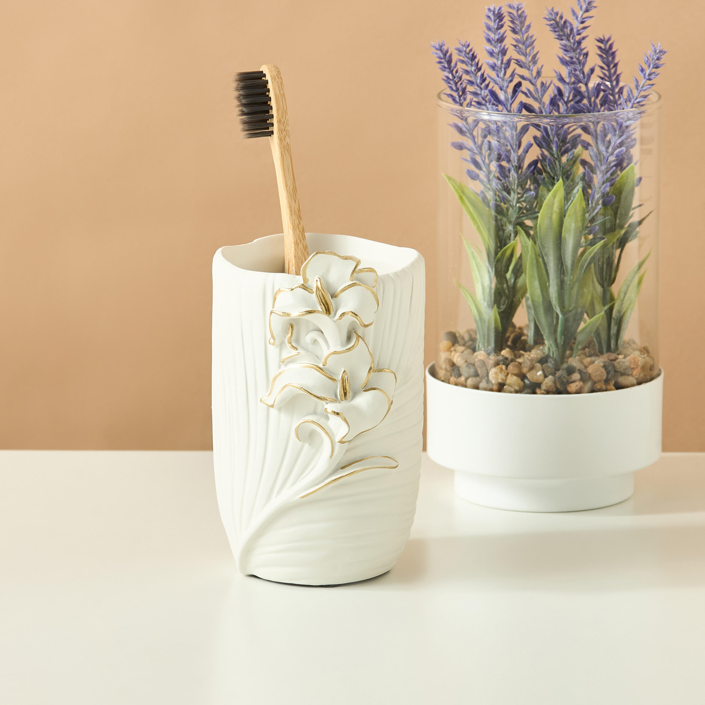 Floral Textured Tumbler-household-bathandlaundry-bathaccessories-toothbrushholdersandtumblers-image-1