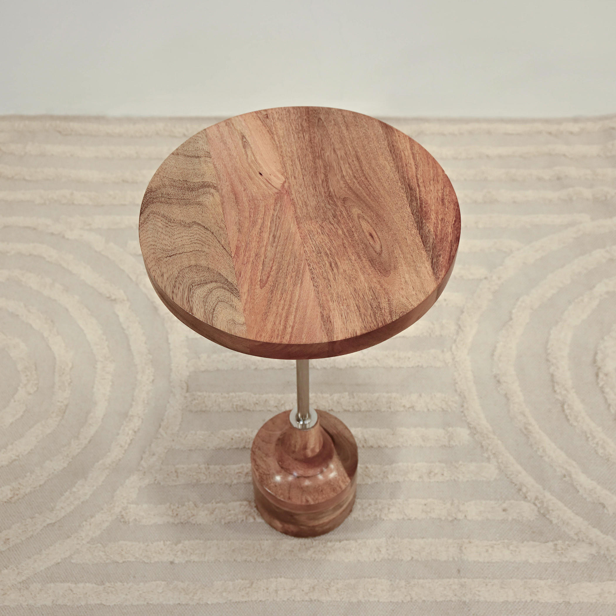طاولة جانبية بسطح خشبي مستدير من هوم كارفينج - 61x32x61 سم-furniture-livingroom-sideandendtables-image-5
