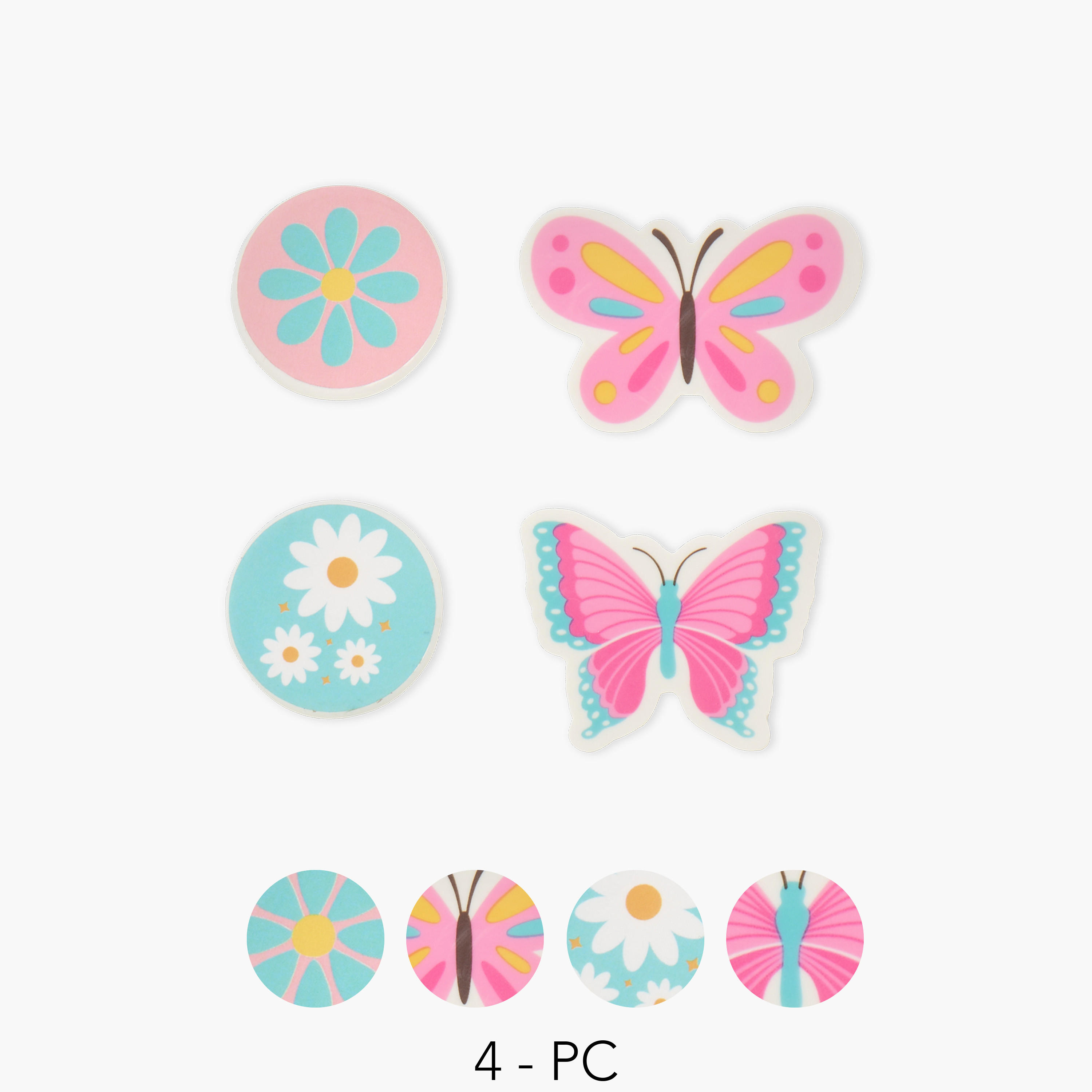 GLOO 4-Piece Butterfly and Floral Print Sharpener and Eraser Set-school-stationery-sets-image-1