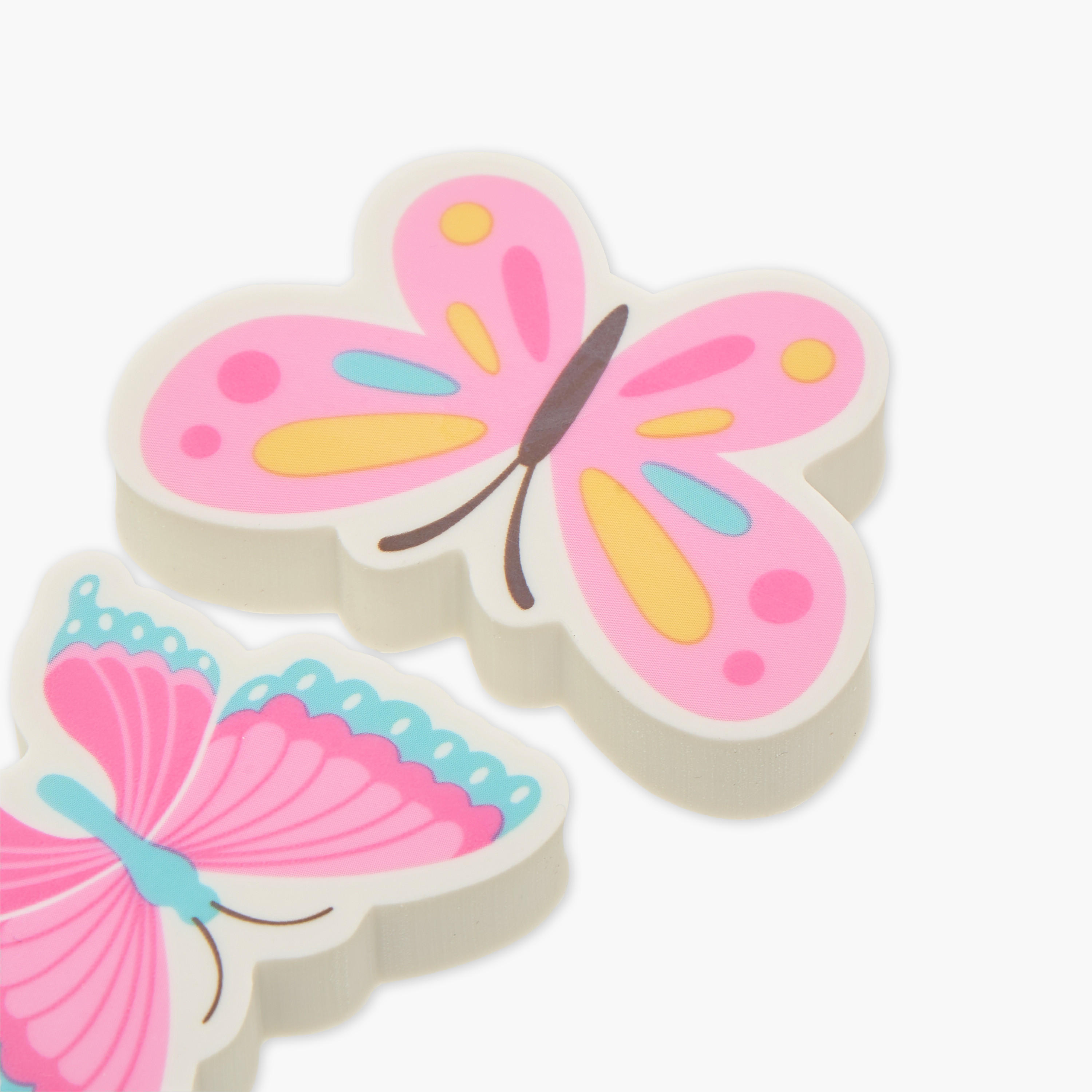GLOO 4-Piece Butterfly and Floral Print Sharpener and Eraser Set-school-stationery-sets-image-3