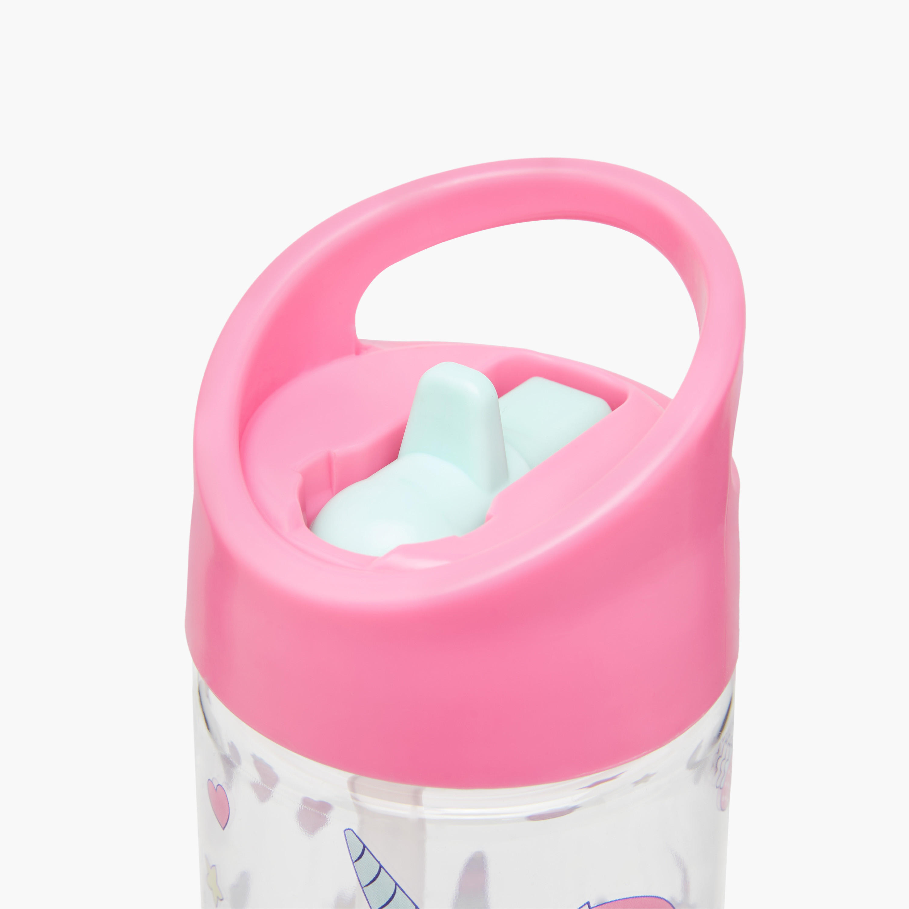 GLOO Unicorn Print Water Bottle with Straw and Handle - 420 ml-school-waterbottles-image-3