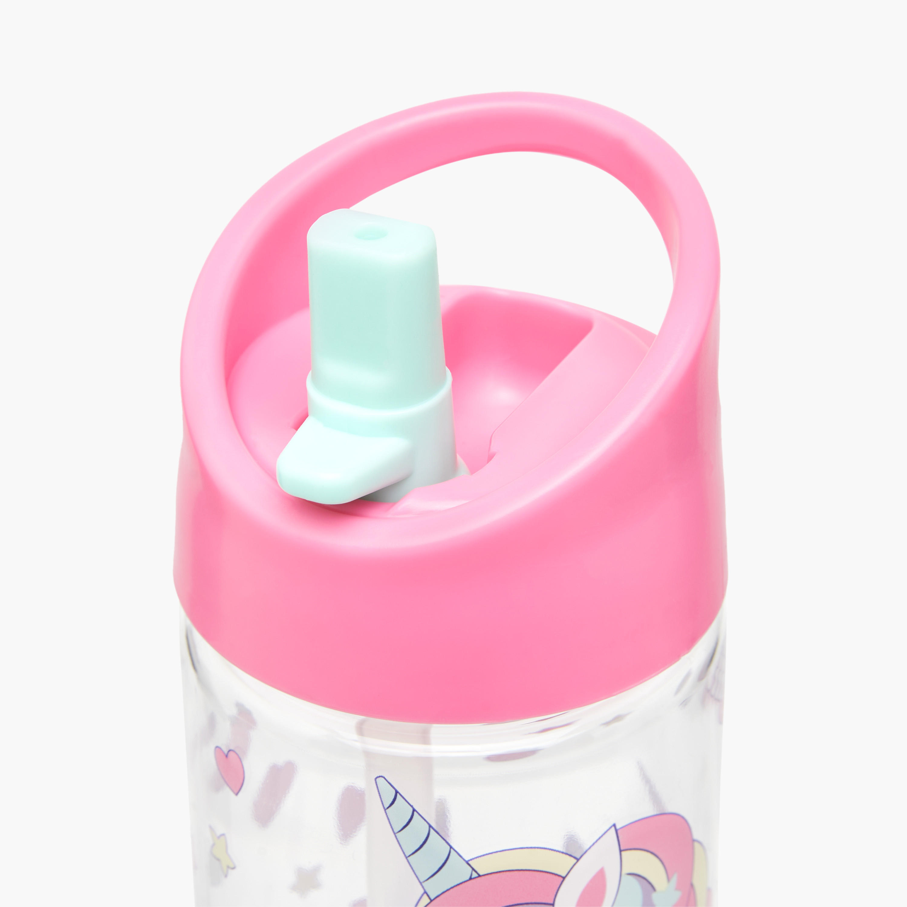 GLOO Unicorn Print Water Bottle with Straw and Handle - 420 ml-school-waterbottles-image-4