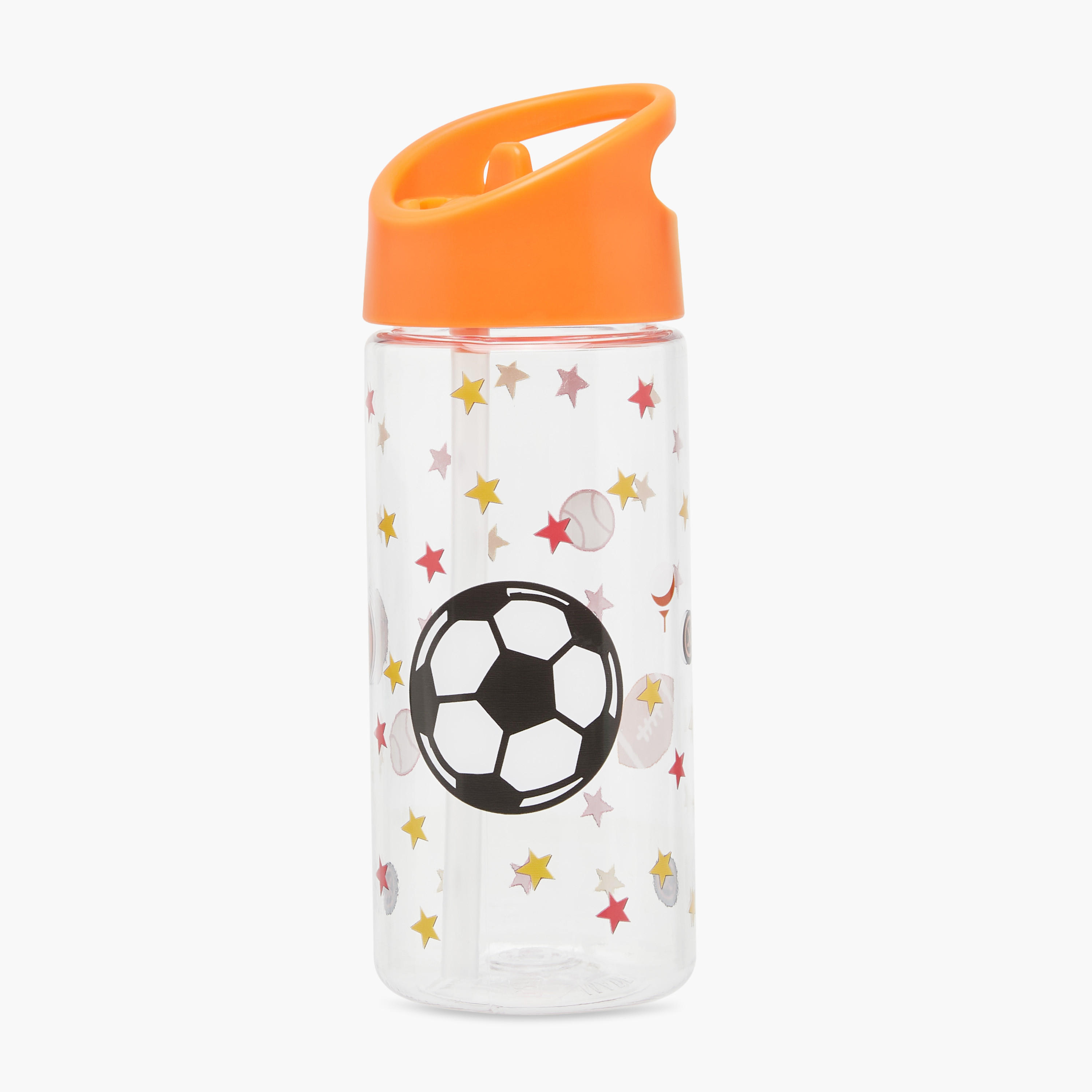 GLOO Football Print Water Bottle with Straw and Handle - 420 ml-school-waterbottles-image-1