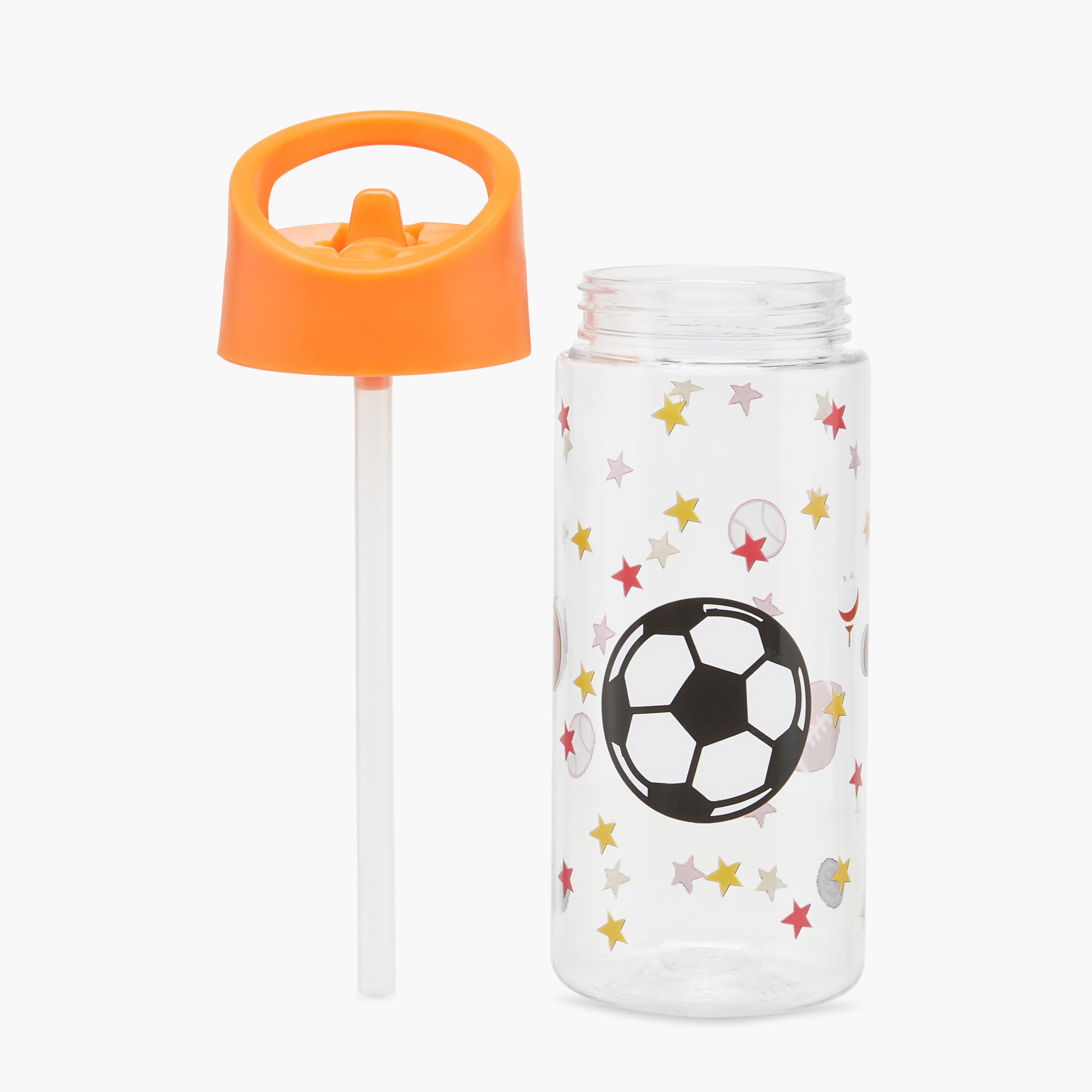 GLOO Football Print Water Bottle with Straw and Handle - 420 ml-school-waterbottles-image-2