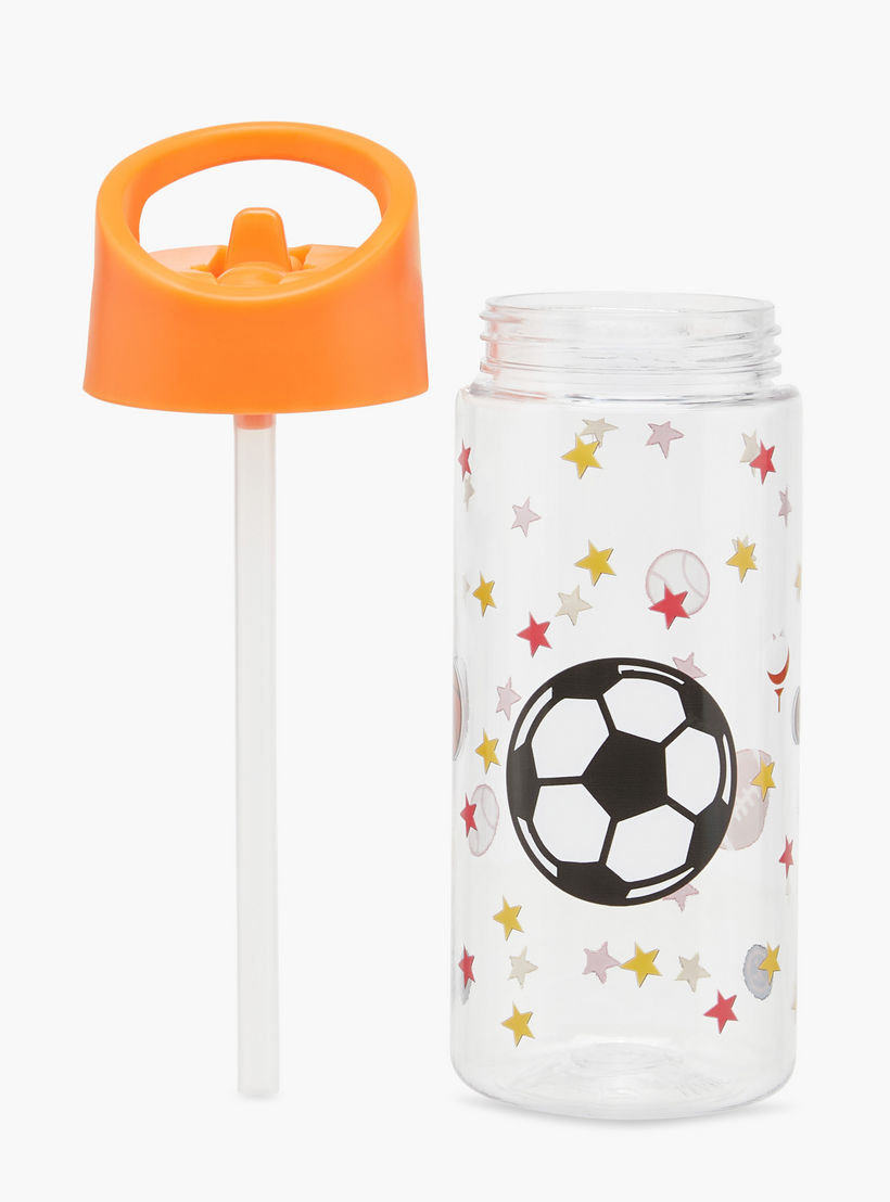 GLOO Football Print Water Bottle with Straw and Handle - 420 ml-school-waterbottles-image-2
